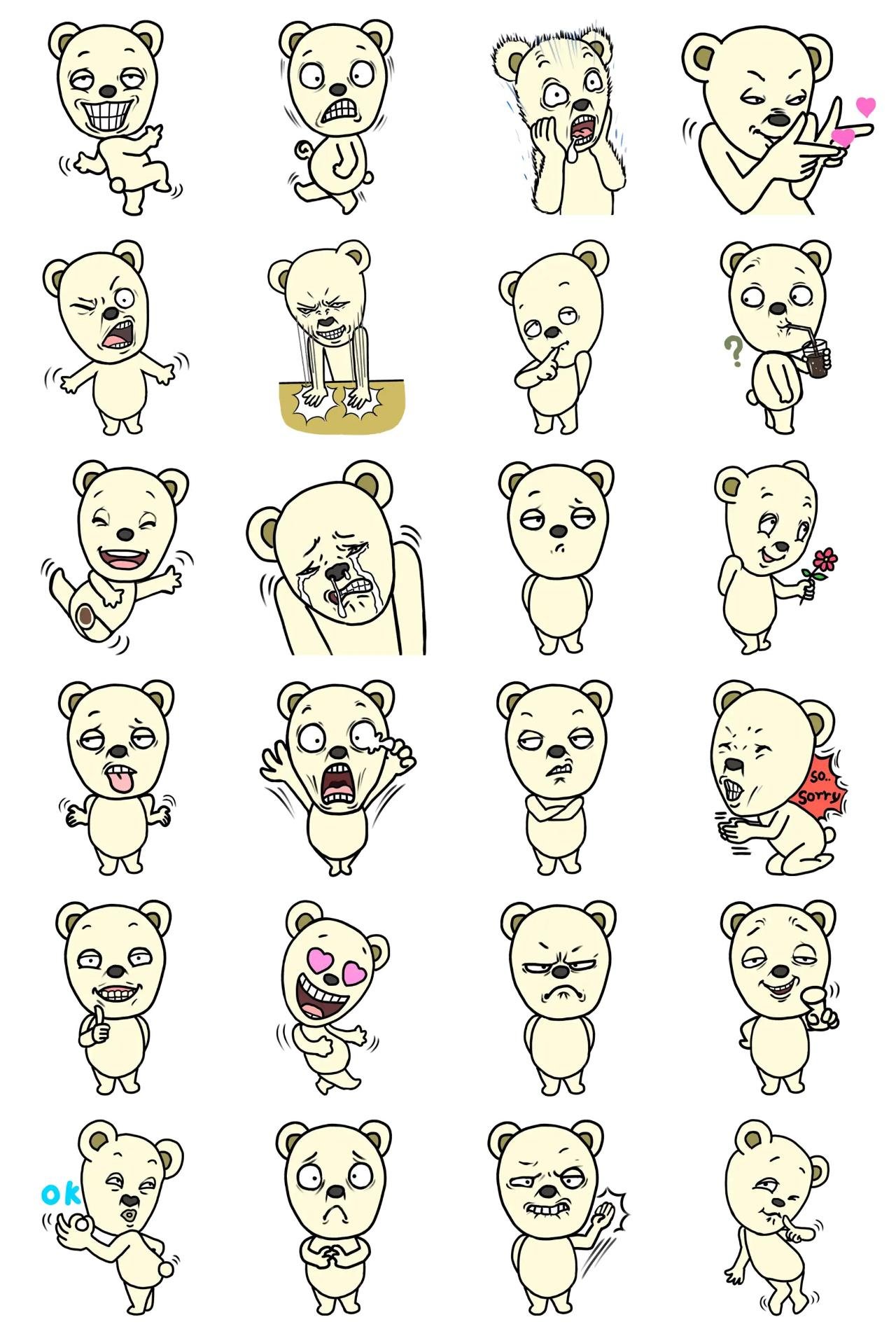 Yellow bear in happy mood Animals sticker pack for Whatsapp, Telegram, Signal, and others chatting and message apps