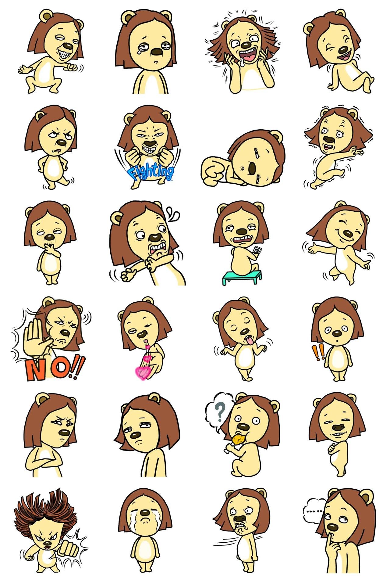 Lion Roy Animals sticker pack for Whatsapp, Telegram, Signal, and others chatting and message apps