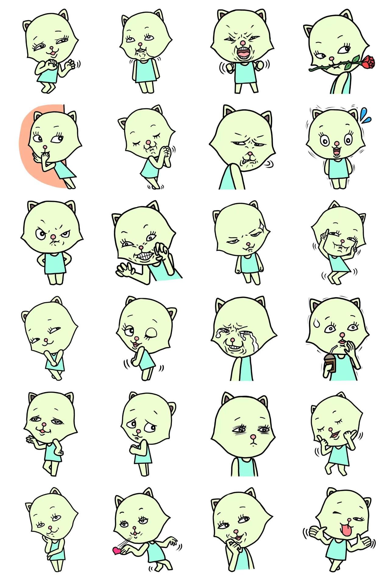 Mint Cat Ong Animals sticker pack for Whatsapp, Telegram, Signal, and others chatting and message apps