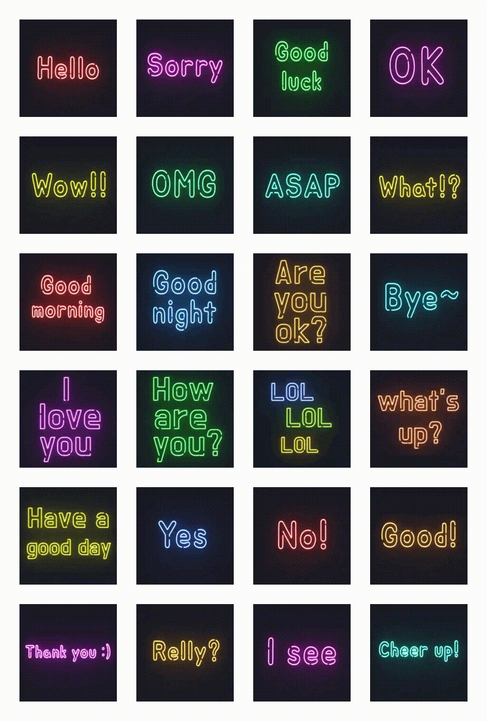Neonsign Etc. sticker pack for Whatsapp, Telegram, Signal, and others chatting and message apps