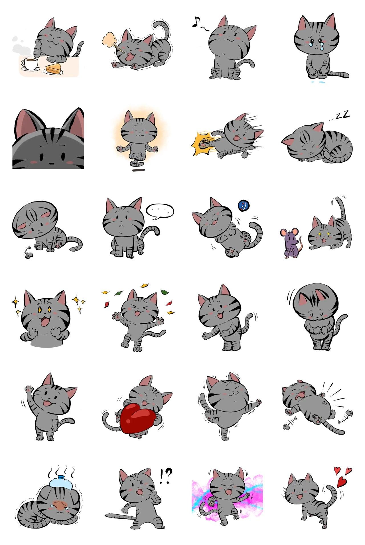 The Lovely Cat MeonGi Animals sticker pack for Whatsapp, Telegram, Signal, and others chatting and message apps