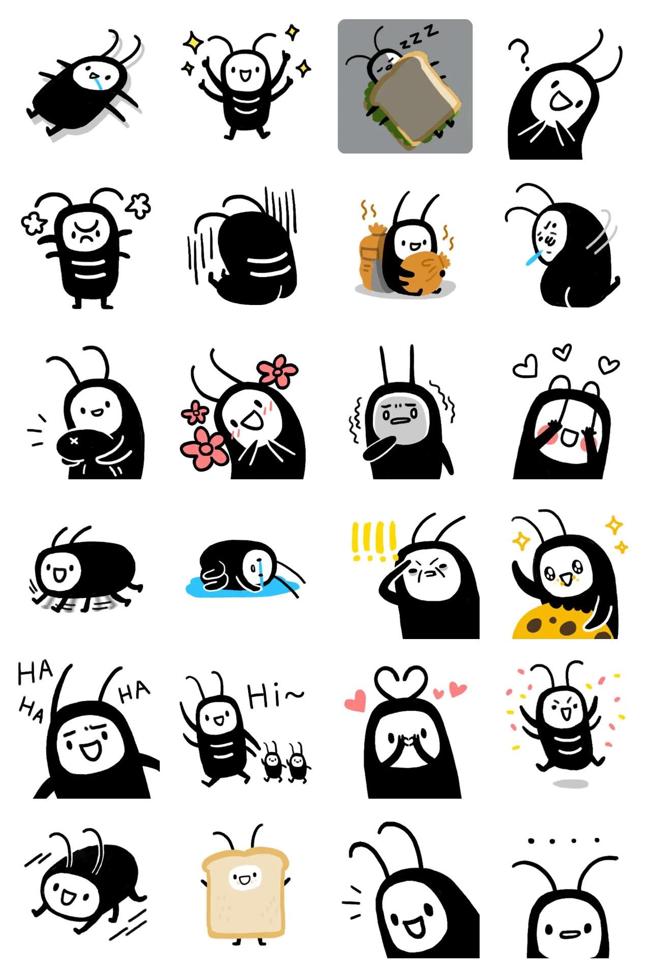 Cute Roach Animals,Gag sticker pack for Whatsapp, Telegram, Signal, and others chatting and message apps