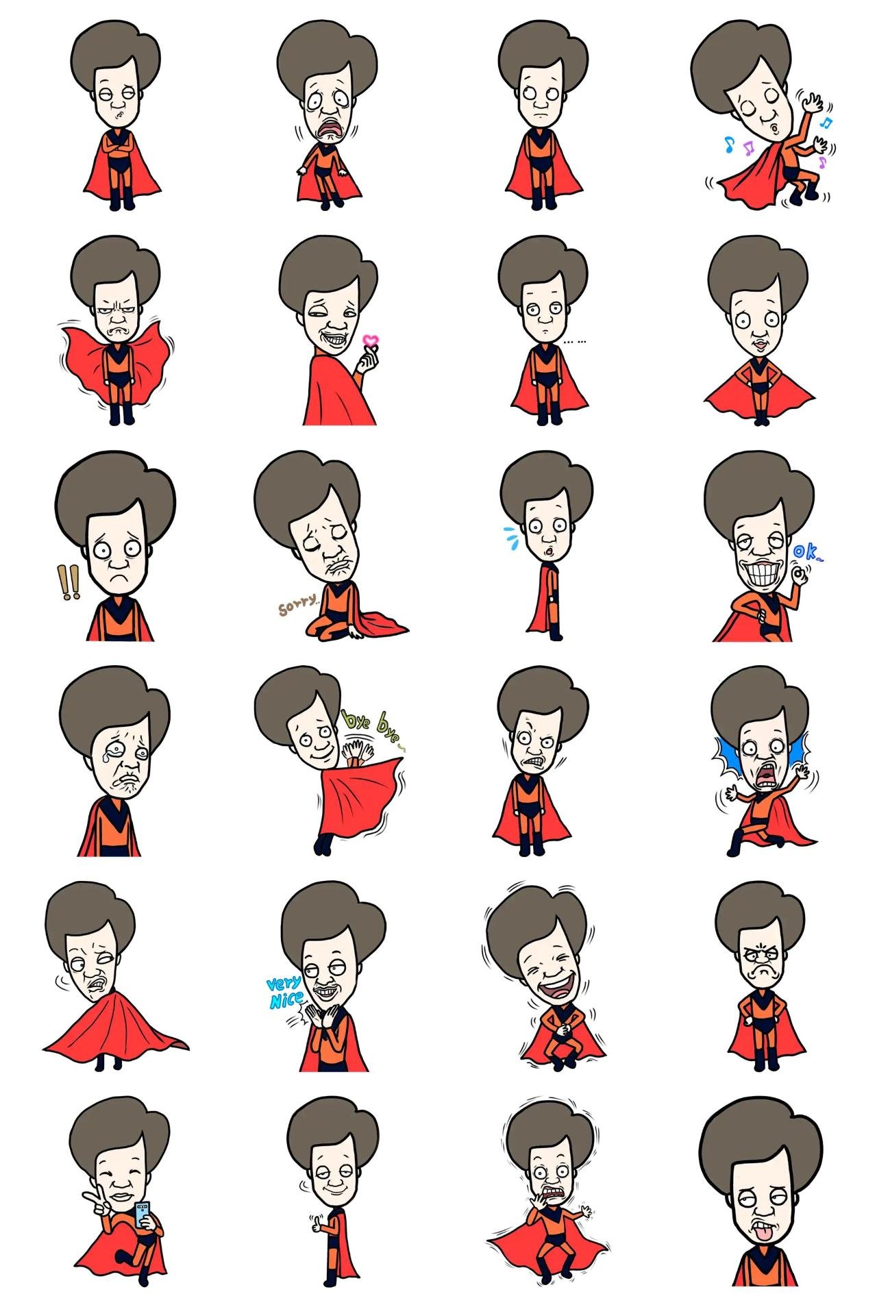 A timid hero JJeongman People sticker pack for Whatsapp, Telegram, Signal, and others chatting and message apps