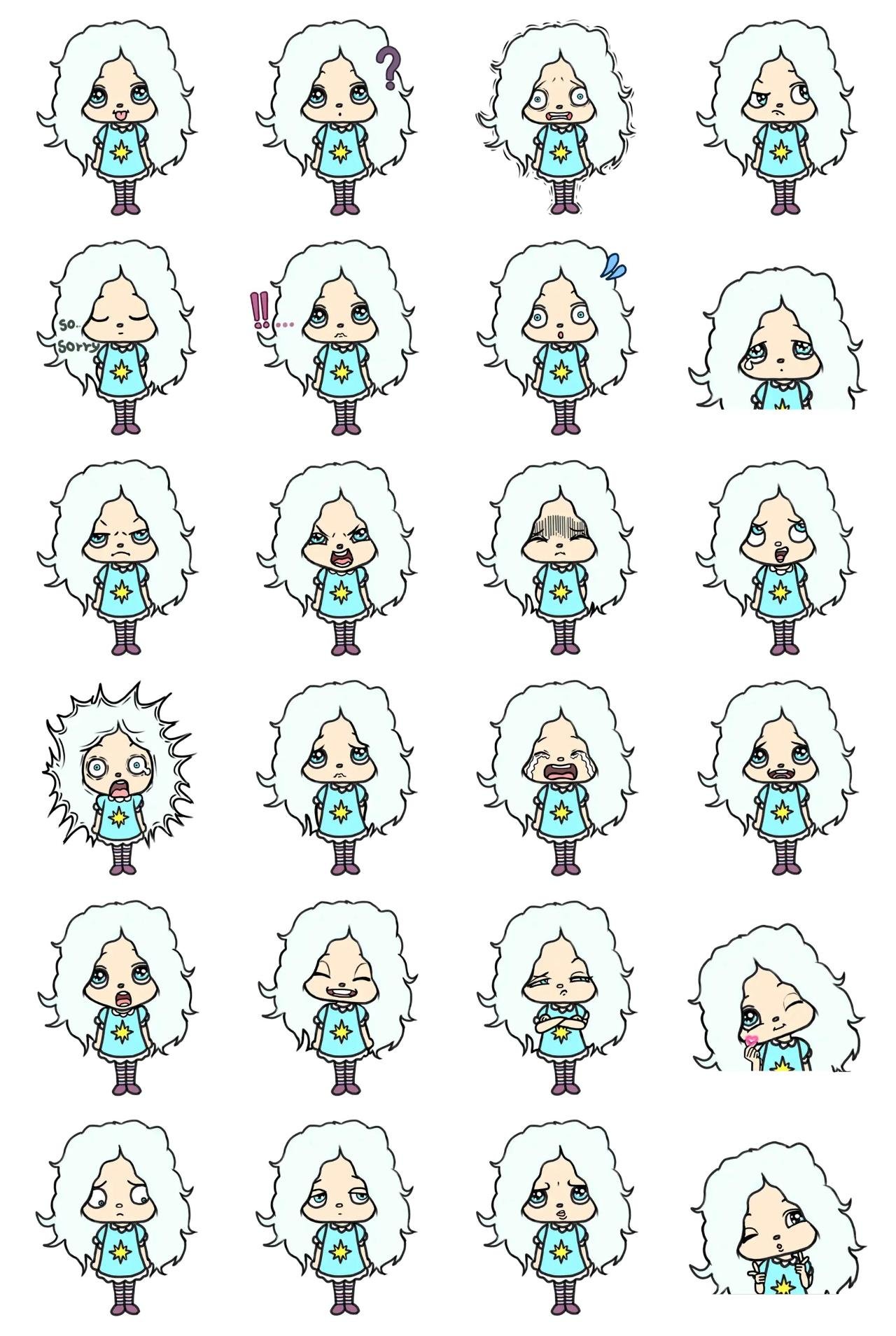 A mysterious child Rini People sticker pack for Whatsapp, Telegram, Signal, and others chatting and message apps