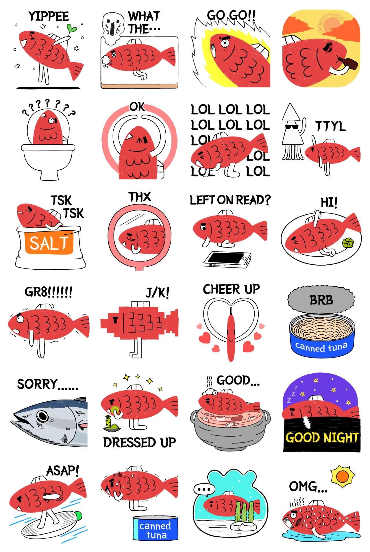 GO! GO!! TUNA BOY Animation/Cartoon sticker pack for Whatsapp, Telegram, Signal, and others chatting and message apps