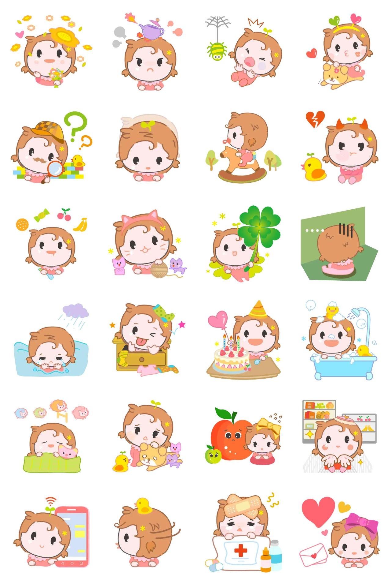 Cute baby girl Animation/Cartoon,People sticker pack for Whatsapp, Telegram, Signal, and others chatting and message apps