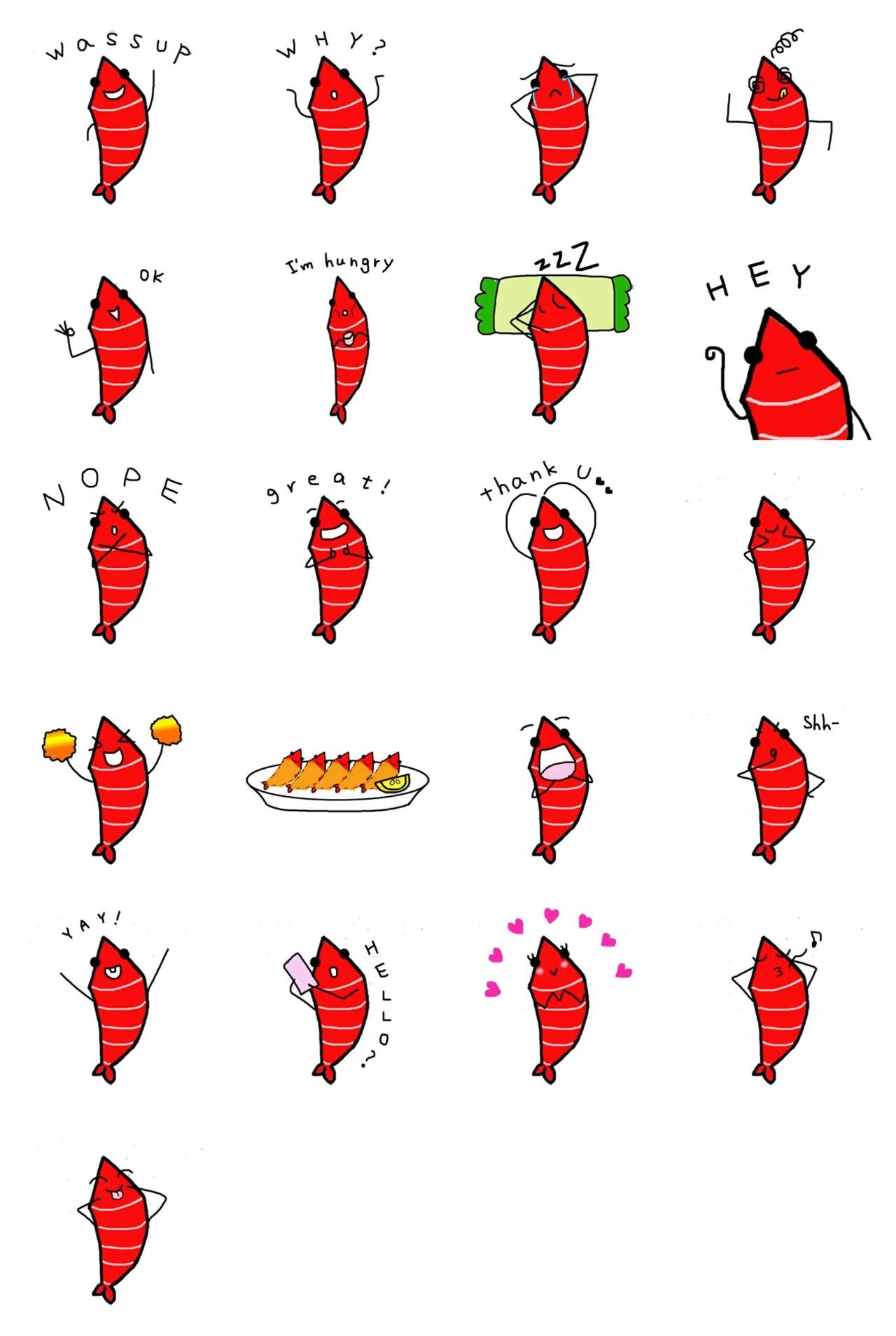 Talking Shrimpy Animals sticker pack for Whatsapp, Telegram, Signal, and others chatting and message apps