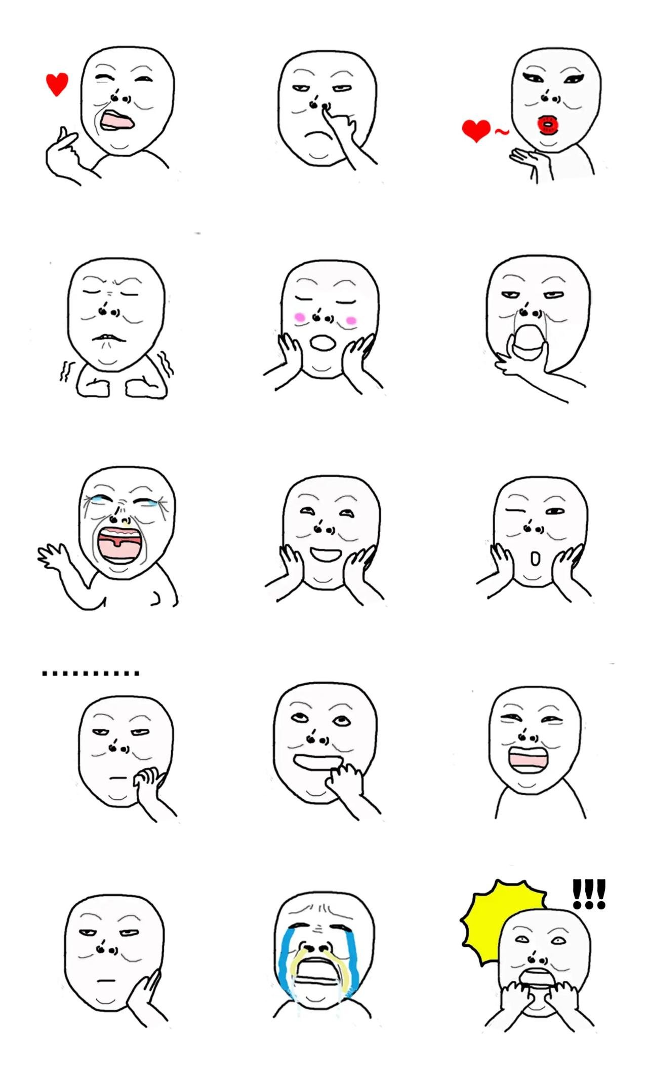 Emotional Big Head Gag sticker pack for Whatsapp, Telegram, Signal, and others chatting and message apps