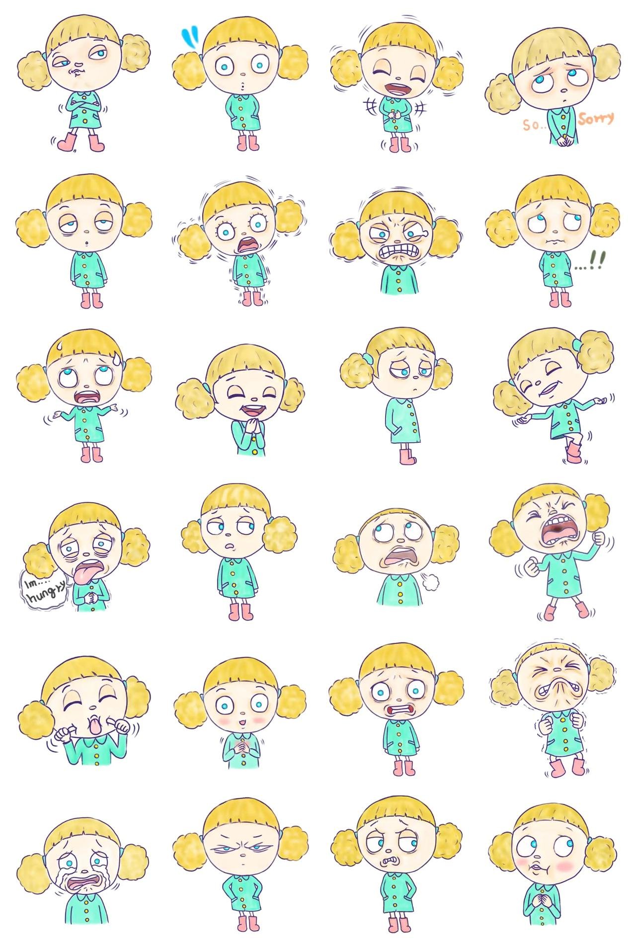 Mari the emotional girl People sticker pack for Whatsapp, Telegram, Signal, and others chatting and message apps