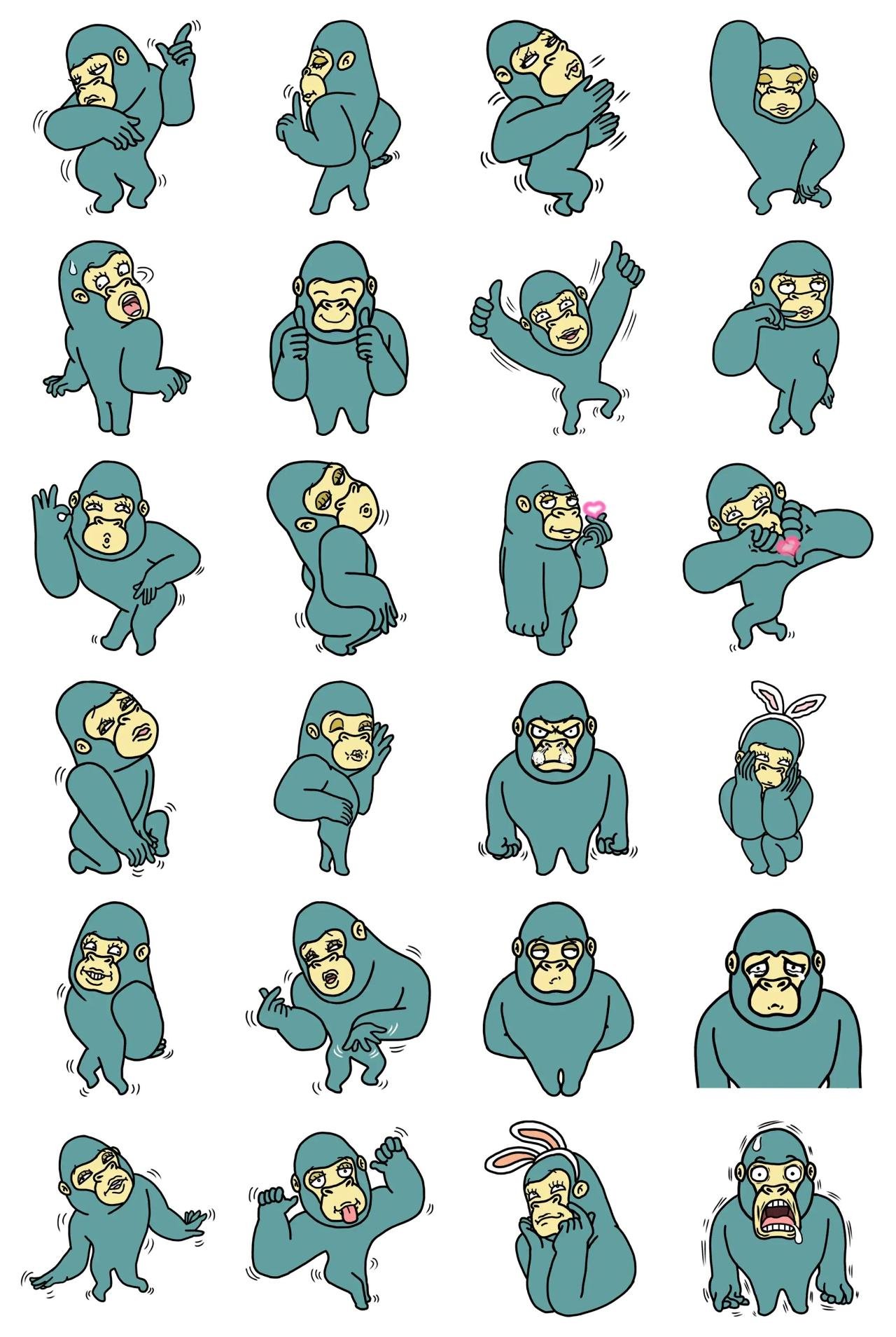 Idol Gorilla Moov Animals sticker pack for Whatsapp, Telegram, Signal, and others chatting and message apps