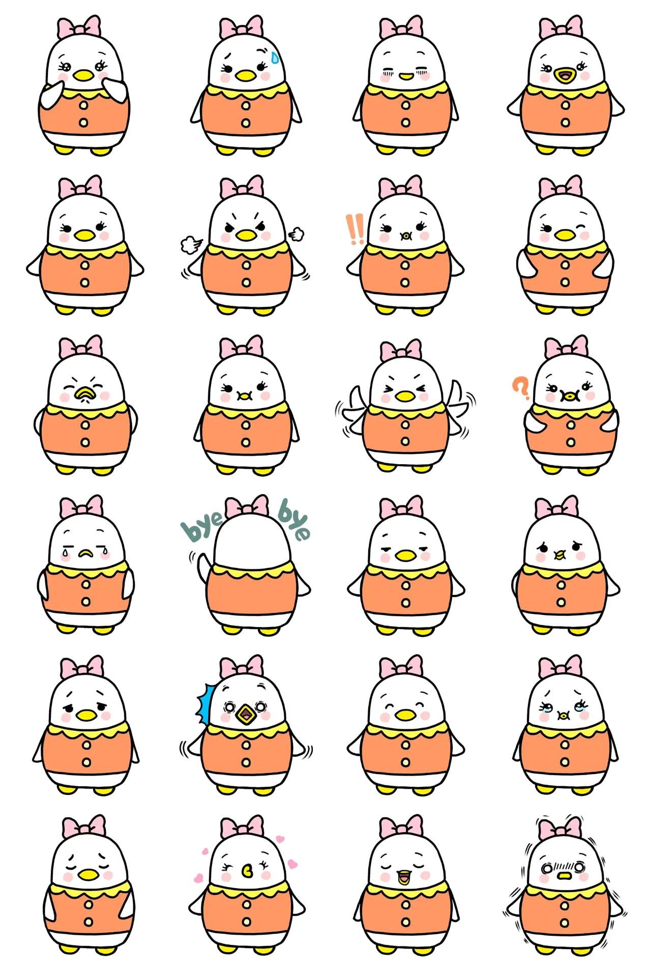 White chick Dongsil Animals sticker pack for Whatsapp, Telegram, Signal, and others chatting and message apps