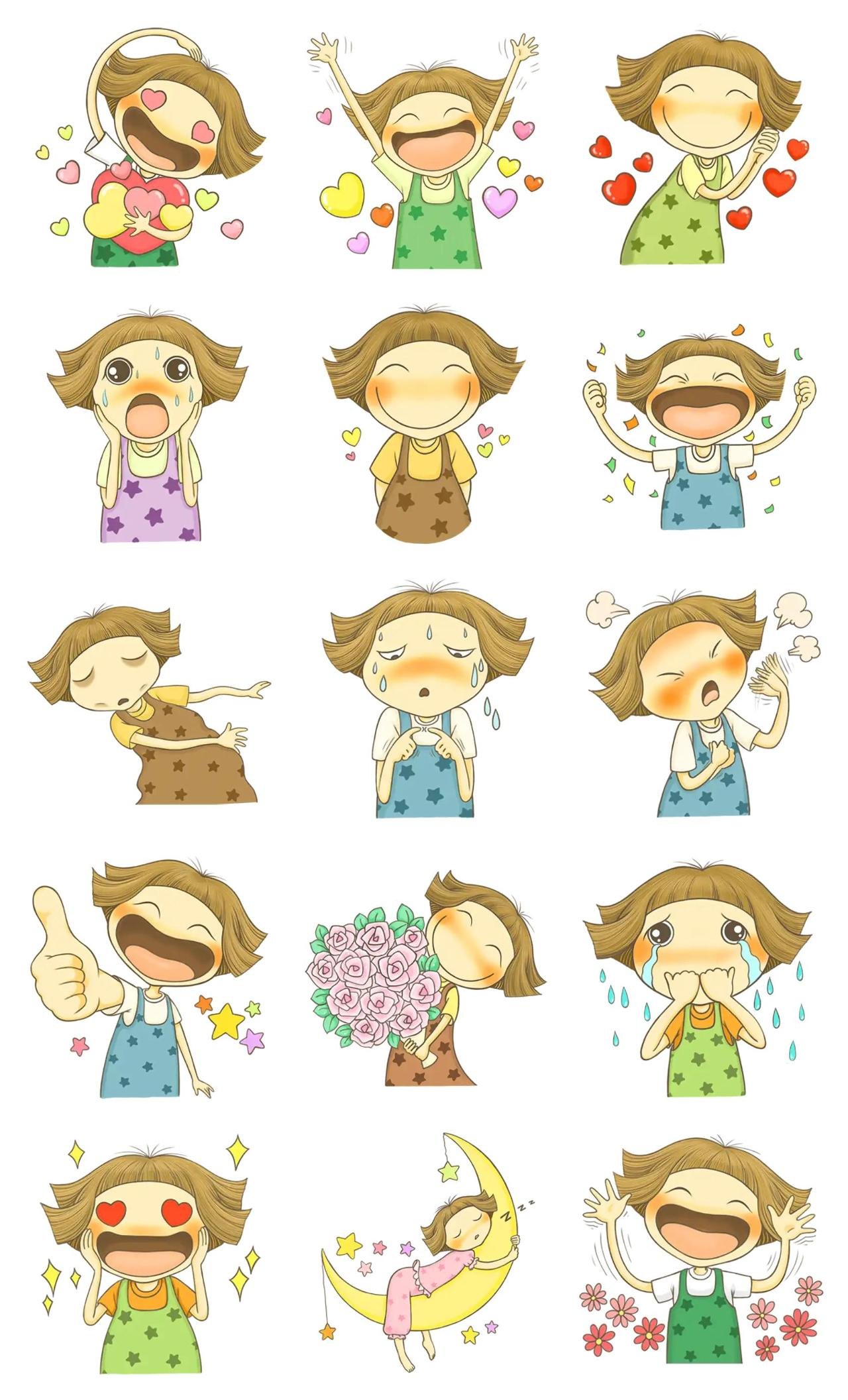 Cute girl Ver1 People sticker pack for Whatsapp, Telegram, Signal, and others chatting and message apps