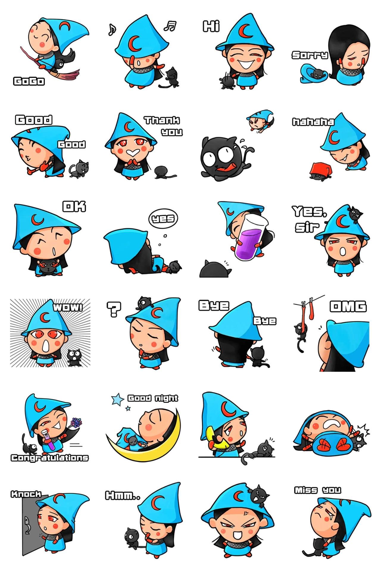 Blue Witch Ari People,Halloween sticker pack for Whatsapp, Telegram, Signal, and others chatting and message apps