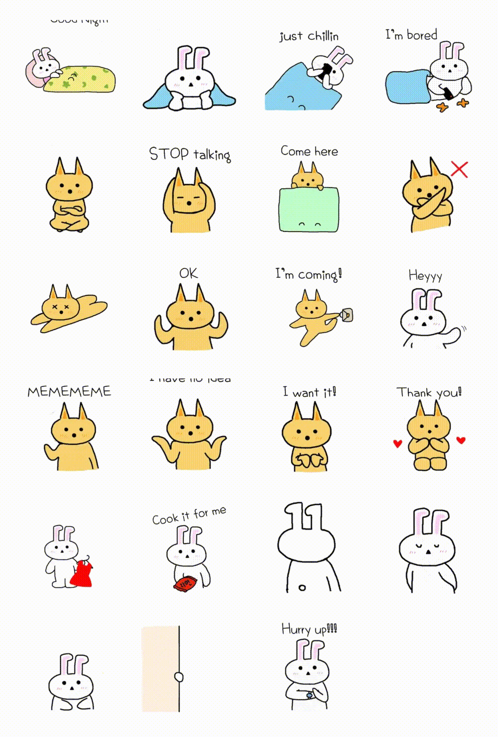 Cat and Rabbit Animals sticker pack for Whatsapp, Telegram, Signal, and others chatting and message apps