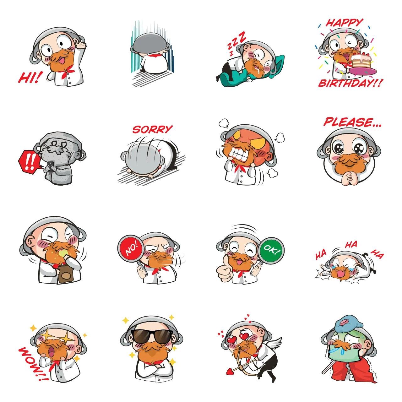 Cute Chef Animation/Cartoon sticker pack for Whatsapp, Telegram, Signal, and others chatting and message apps