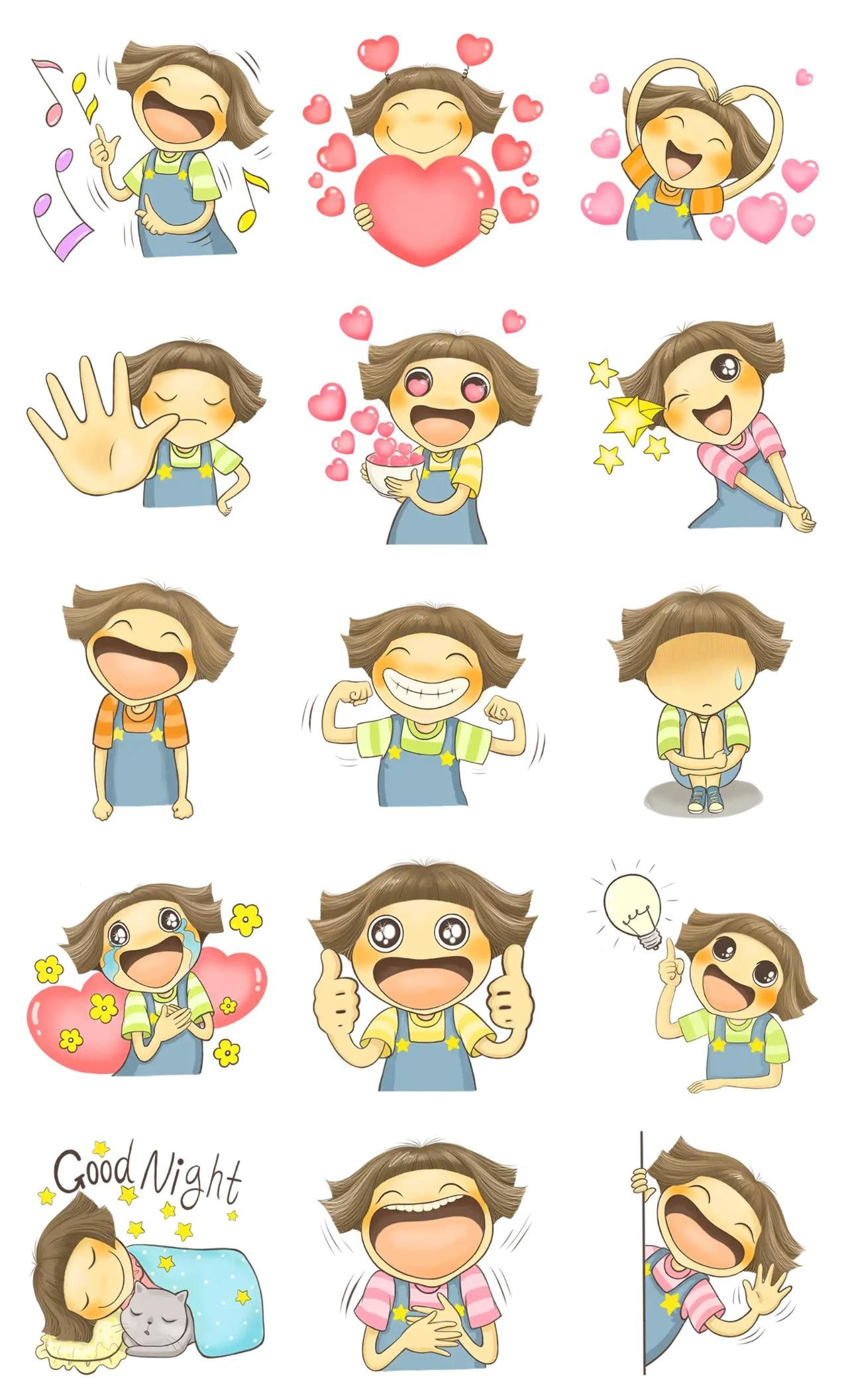 Cute girl Ver3 People sticker pack for Whatsapp, Telegram, Signal, and others chatting and message apps