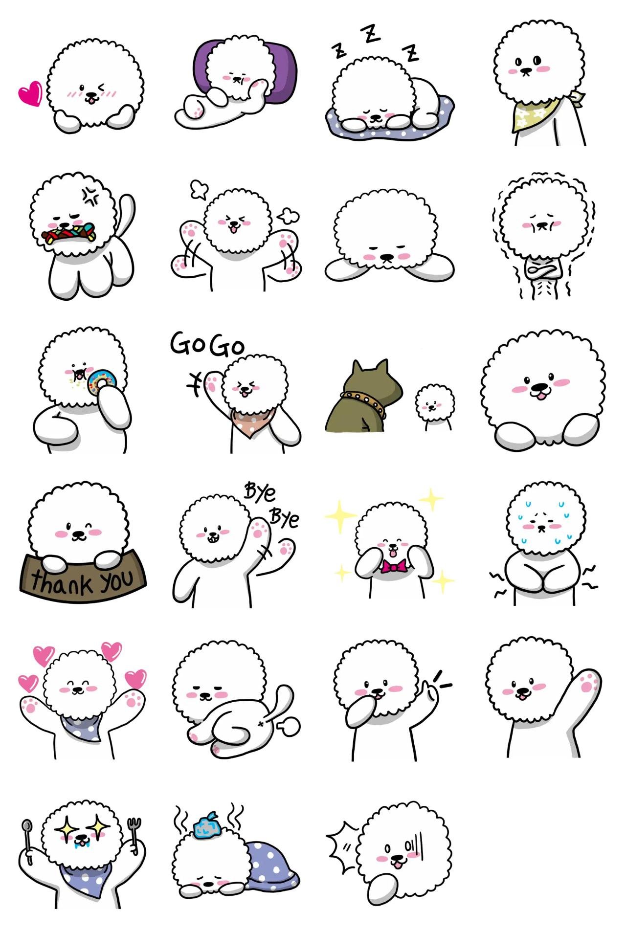 Mayo Cute Dog Bichon Frise Animation/Cartoon,Animals sticker pack for Whatsapp, Telegram, Signal, and others chatting and message apps
