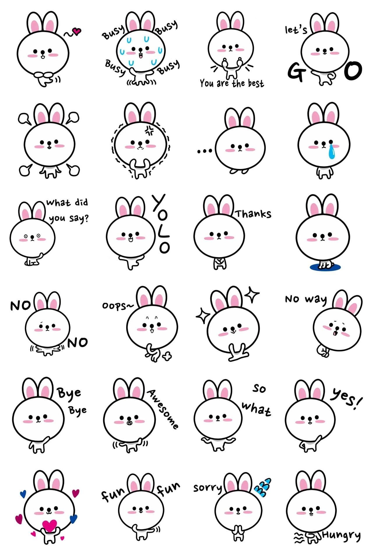 Cute Big Face Rabbit Animation/Cartoon,Animals sticker pack for Whatsapp, Telegram, Signal, and others chatting and message apps