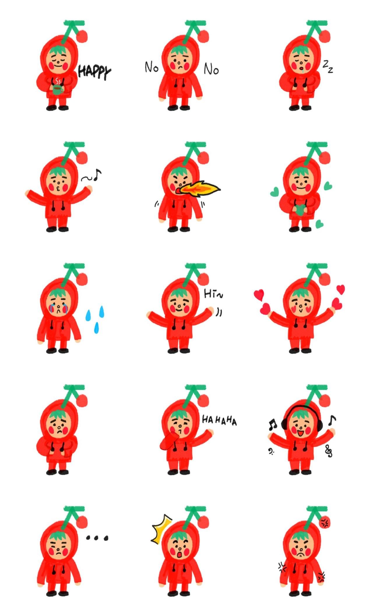 Cherry Boy Food/Drink sticker pack for Whatsapp, Telegram, Signal, and others chatting and message apps