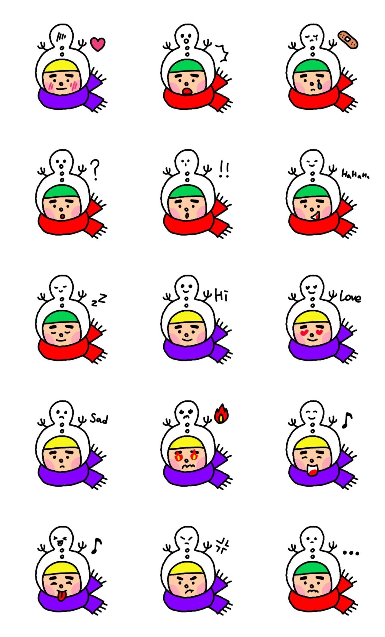 Snowman Boy People sticker pack for Whatsapp, Telegram, Signal, and others chatting and message apps