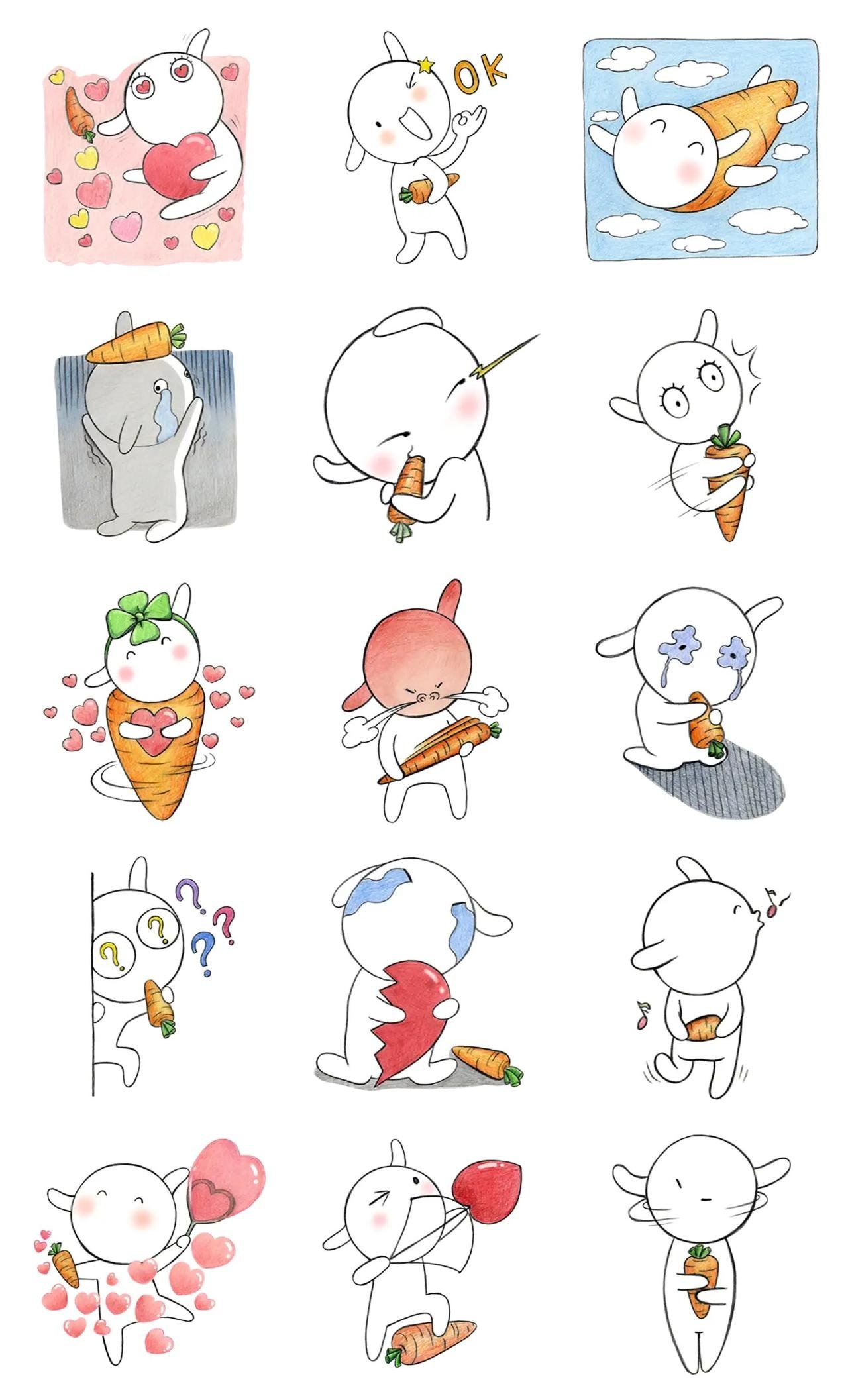 Cute rabbit Animals sticker pack for Whatsapp, Telegram, Signal, and others chatting and message apps