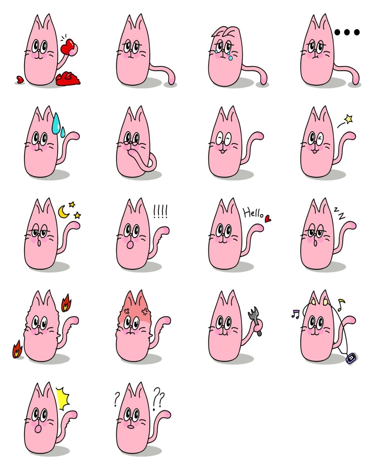 Pink Cat Animals sticker pack for Whatsapp, Telegram, Signal, and others chatting and message apps