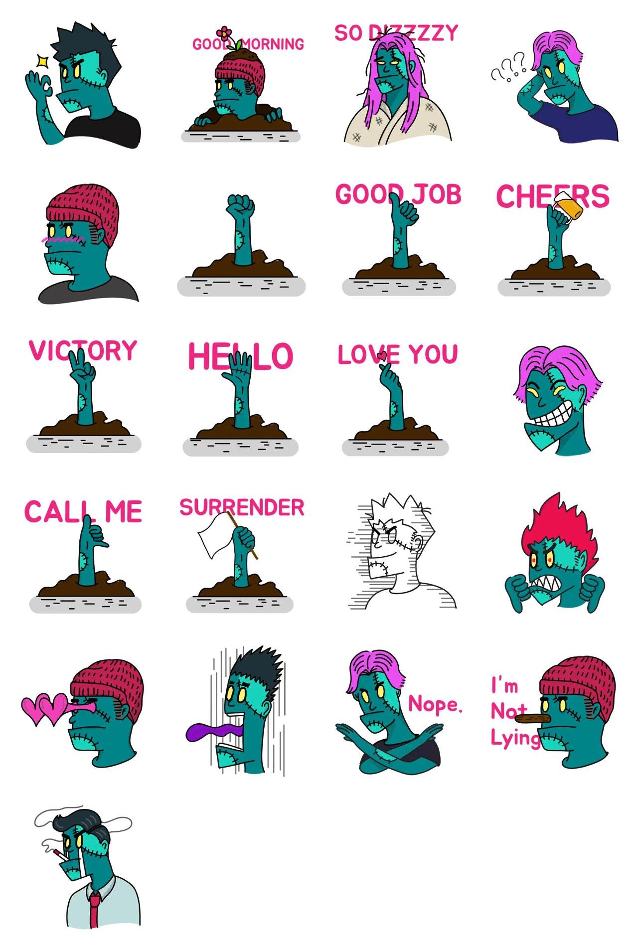 Hello Zombies Etc.,Halloween sticker pack for Whatsapp, Telegram, Signal, and others chatting and message apps