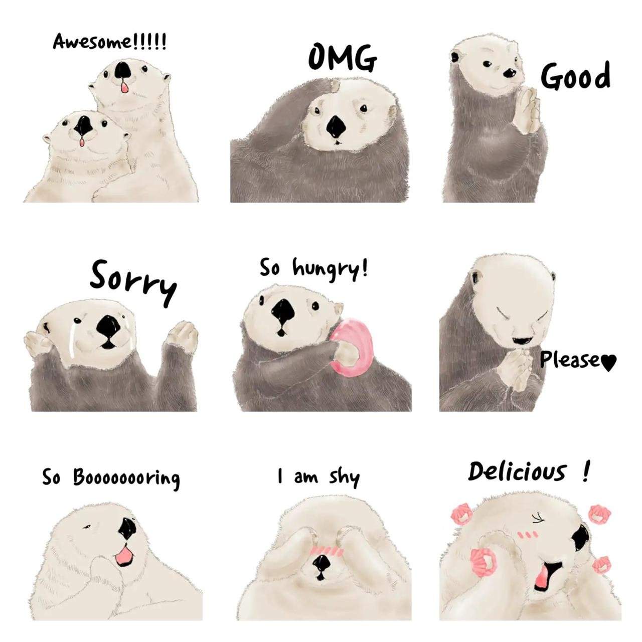Cute Seaotters Animals sticker pack for Whatsapp, Telegram, Signal, and others chatting and message apps