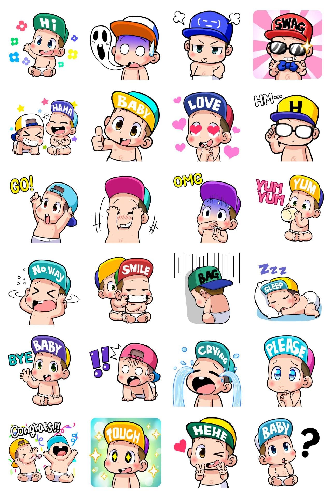 Snapback Baby Animation/Cartoon,People sticker pack for Whatsapp, Telegram, Signal, and others chatting and message apps