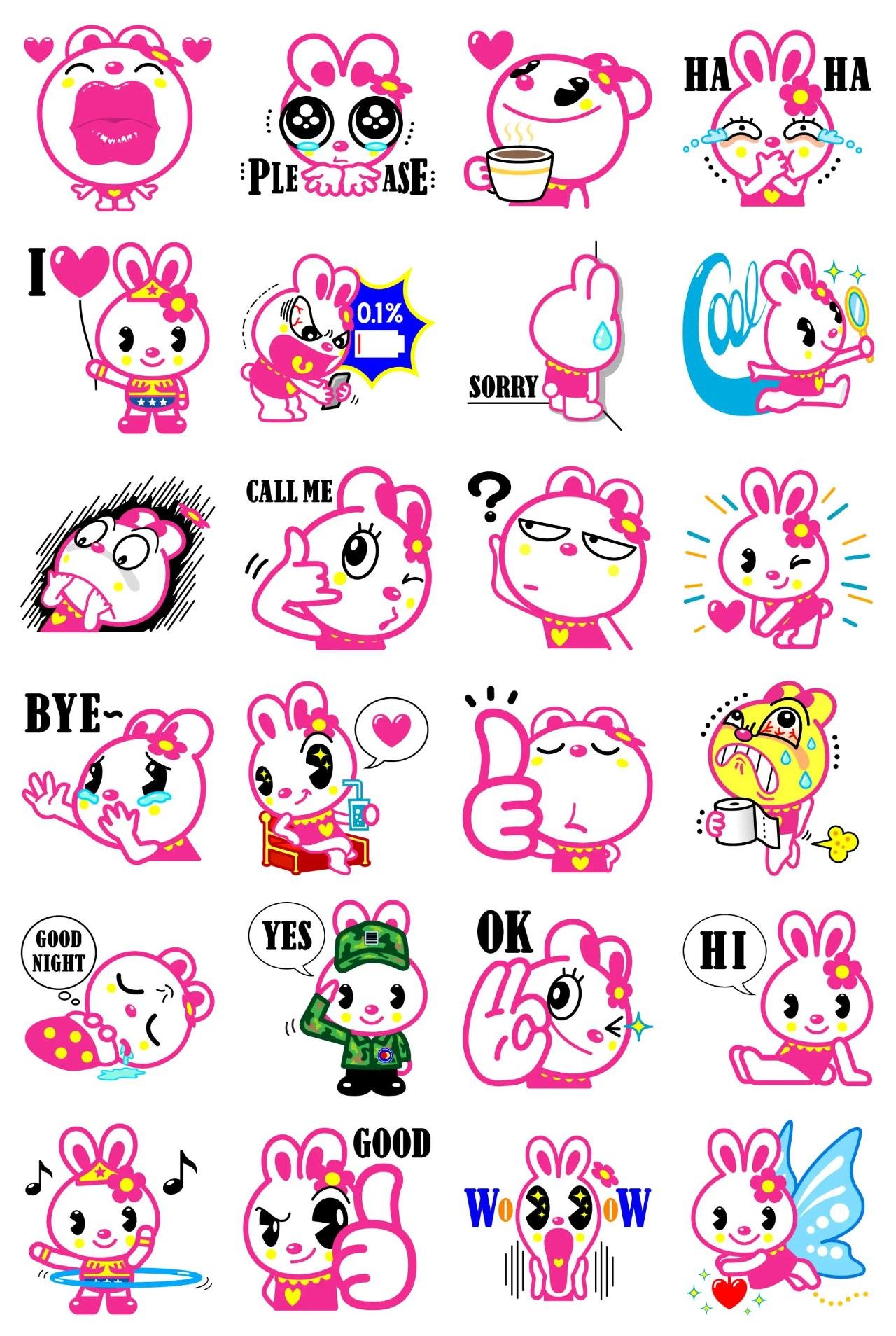 Positive Rabbit Hipani Animals sticker pack for Whatsapp, Telegram, Signal, and others chatting and message apps