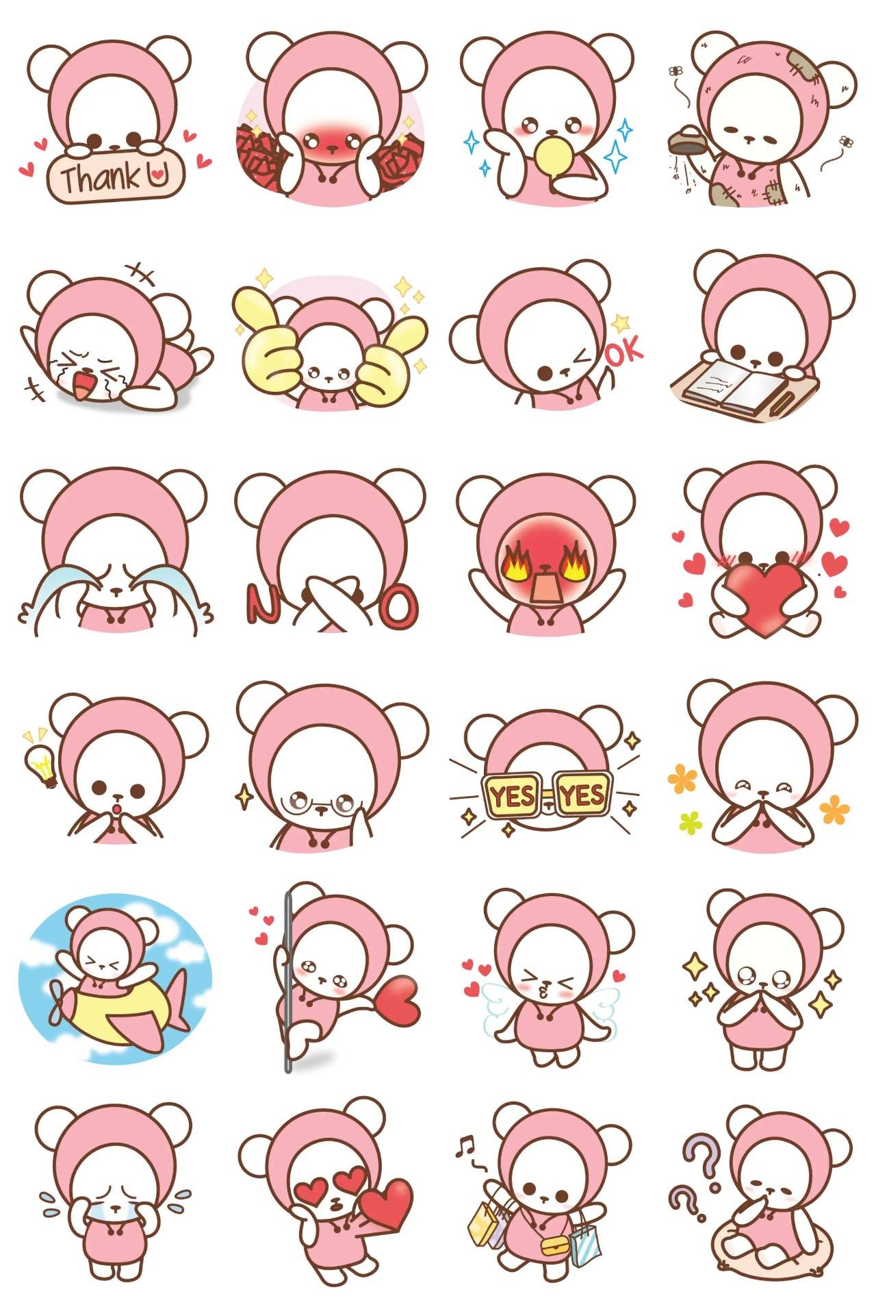 Cute Pink Bear Animals sticker pack for Whatsapp, Telegram, Signal, and others chatting and message apps