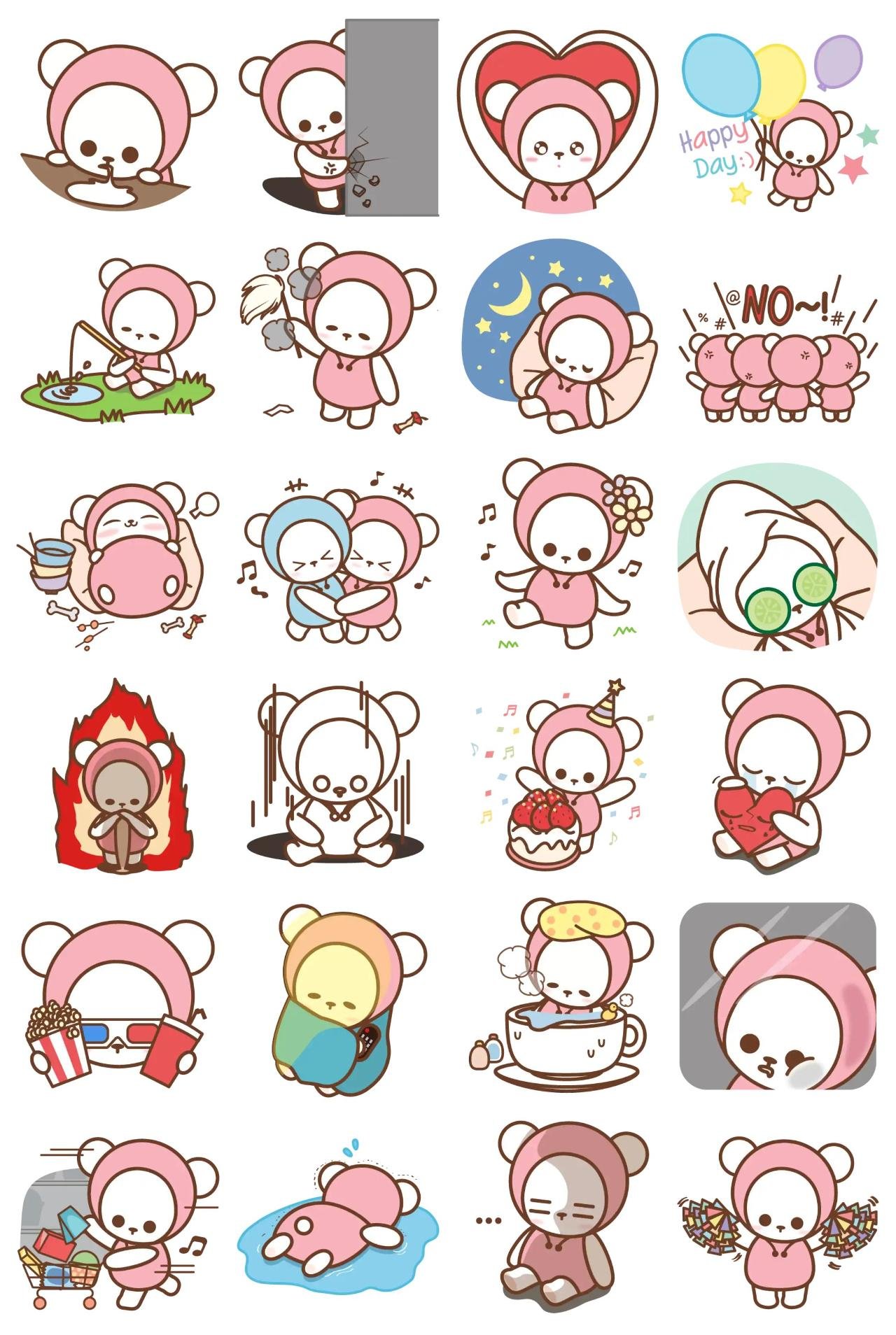 Cute Pink Lovely Bear Animals sticker pack for Whatsapp, Telegram, Signal, and others chatting and message apps