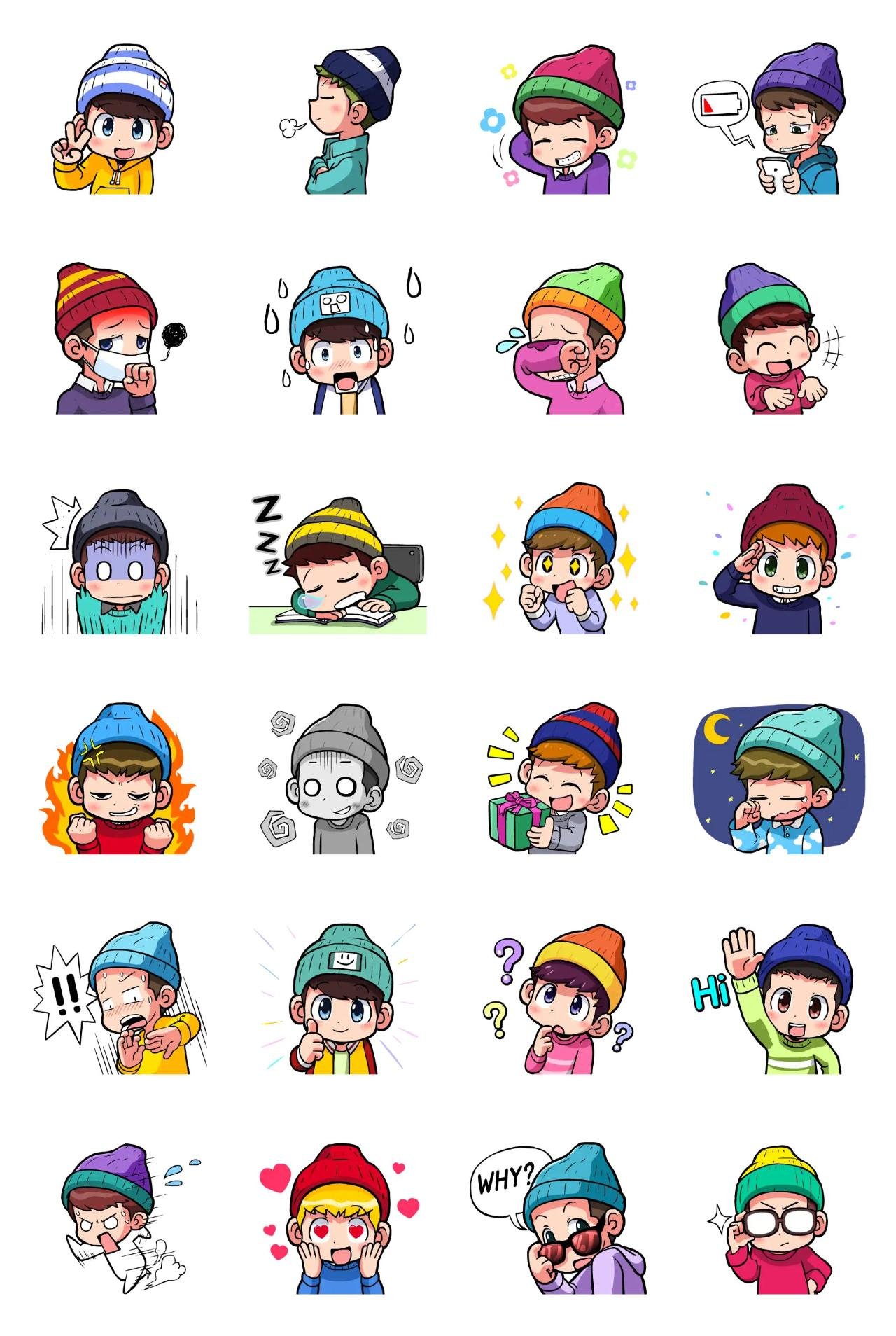 Beanie Boys Animation/Cartoon,People sticker pack for Whatsapp, Telegram, Signal, and others chatting and message apps