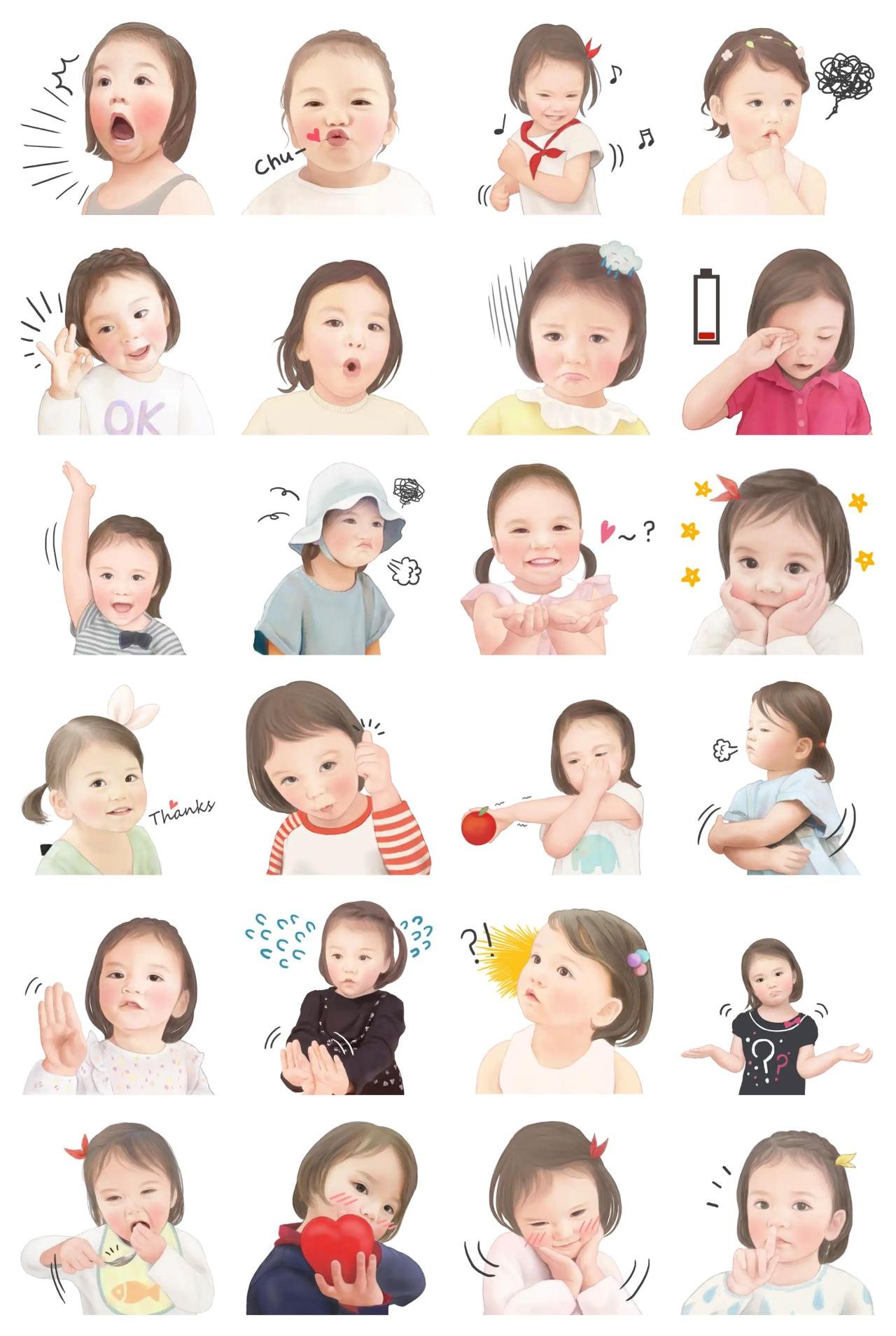 Cute little girl People sticker pack for Whatsapp, Telegram, Signal, and others chatting and message apps