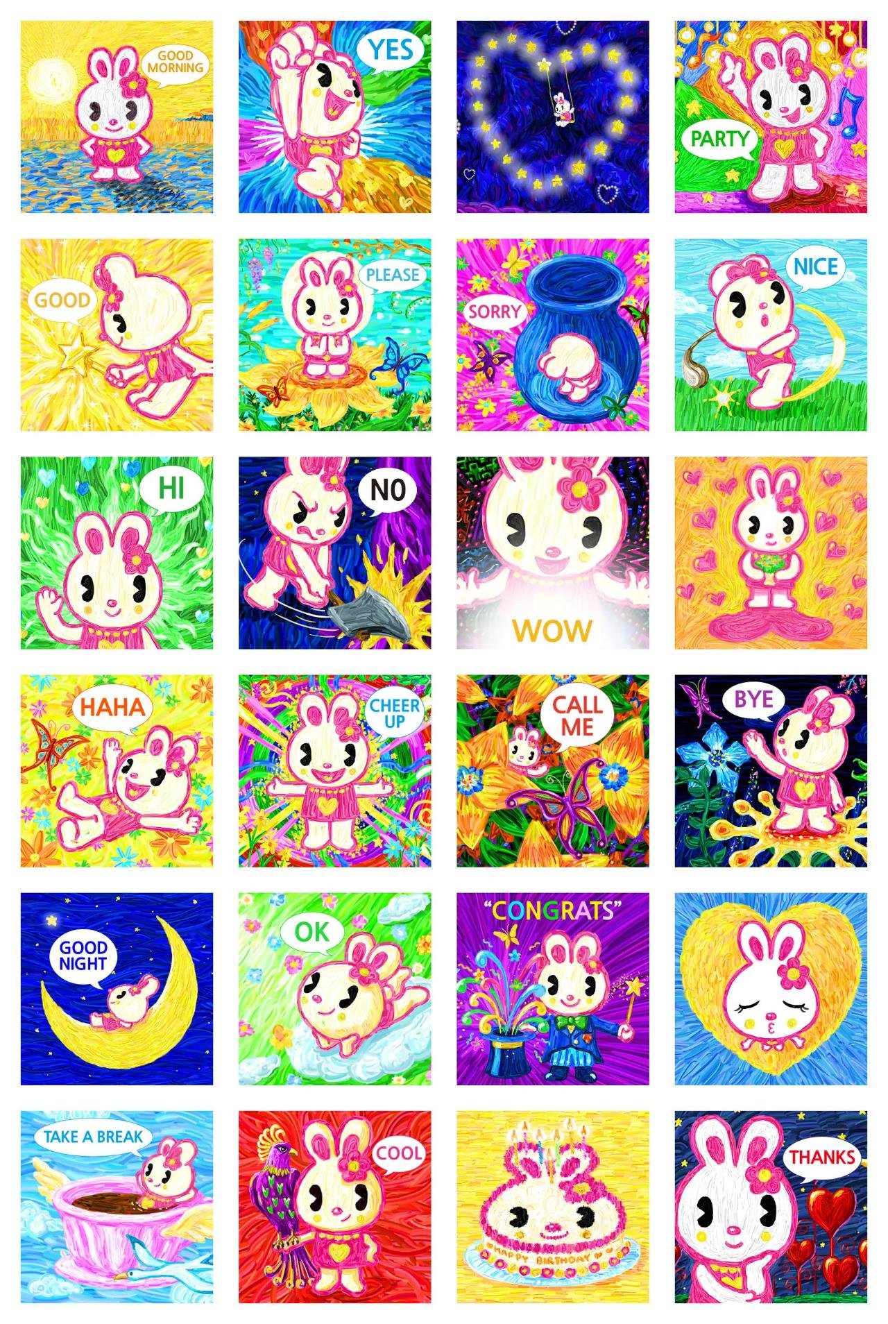 Positive Rabbit Hipani 2 Animals sticker pack for Whatsapp, Telegram, Signal, and others chatting and message apps