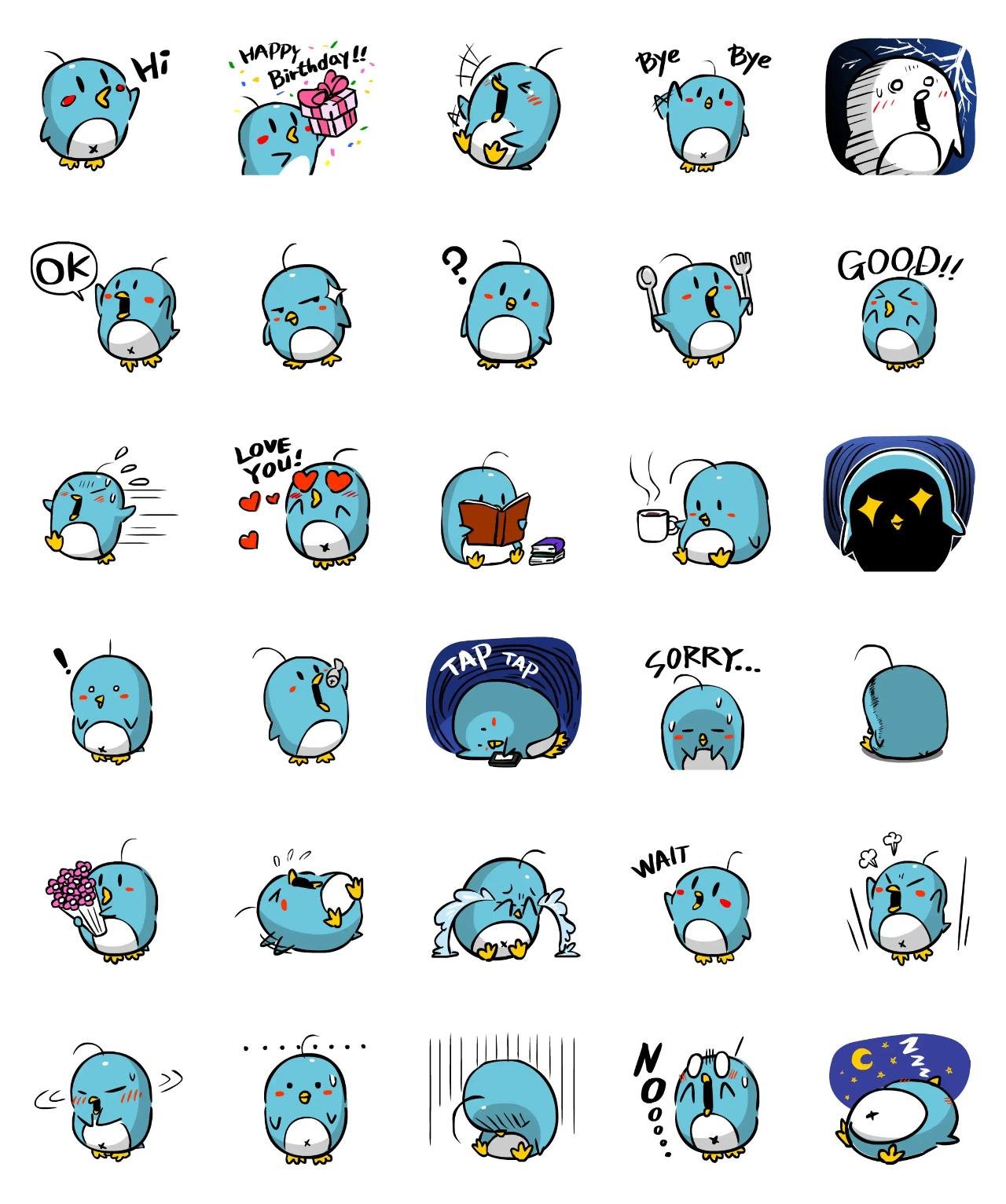 Little Blue Penguin ALPENG Animation/Cartoon,Animals sticker pack for Whatsapp, Telegram, Signal, and others chatting and message apps
