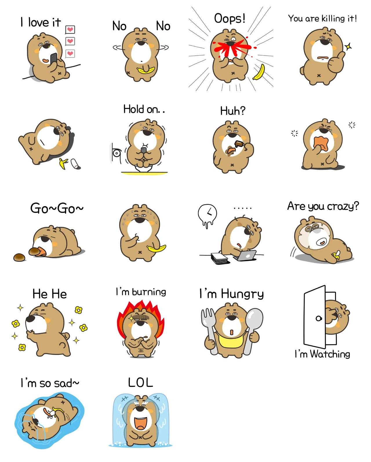 Ddoongddi Animals,Gag sticker pack for Whatsapp, Telegram, Signal, and others chatting and message apps