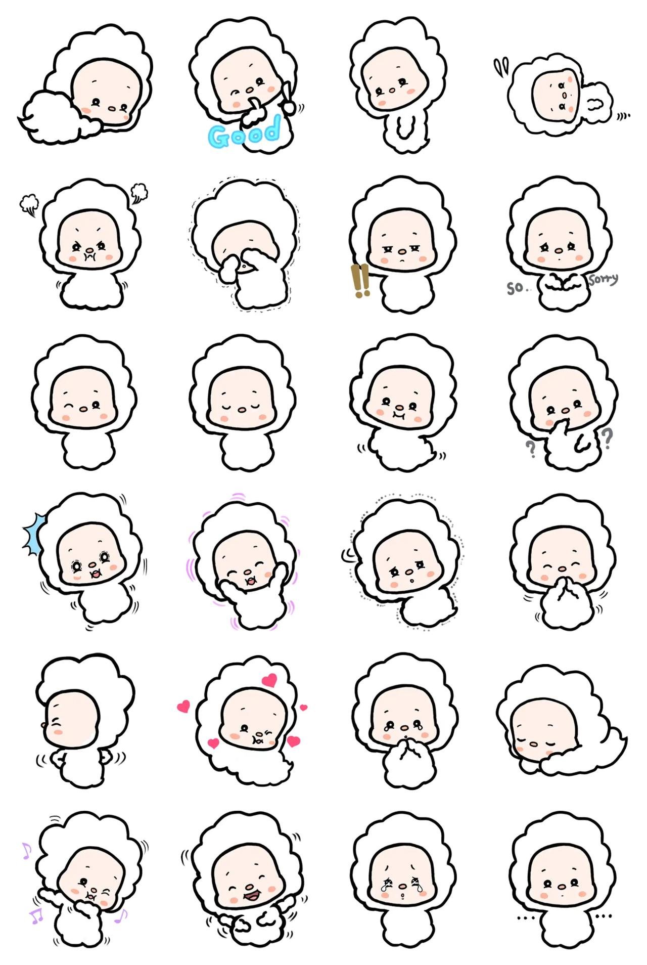 Baby cotton candy Pomi Etc. sticker pack for Whatsapp, Telegram, Signal, and others chatting and message apps