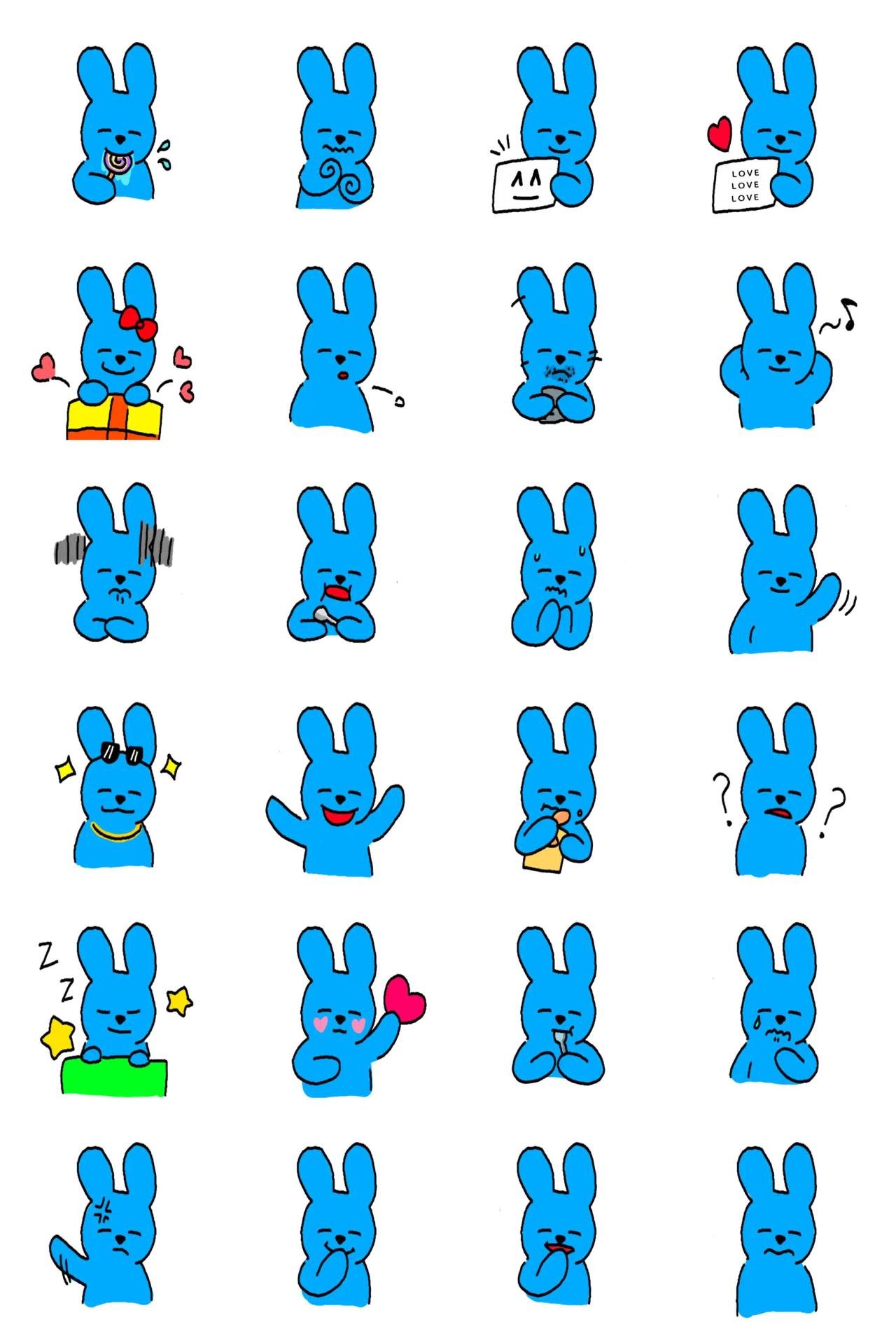 Cheeky Blue Rabiit Animals sticker pack for Whatsapp, Telegram, Signal, and others chatting and message apps