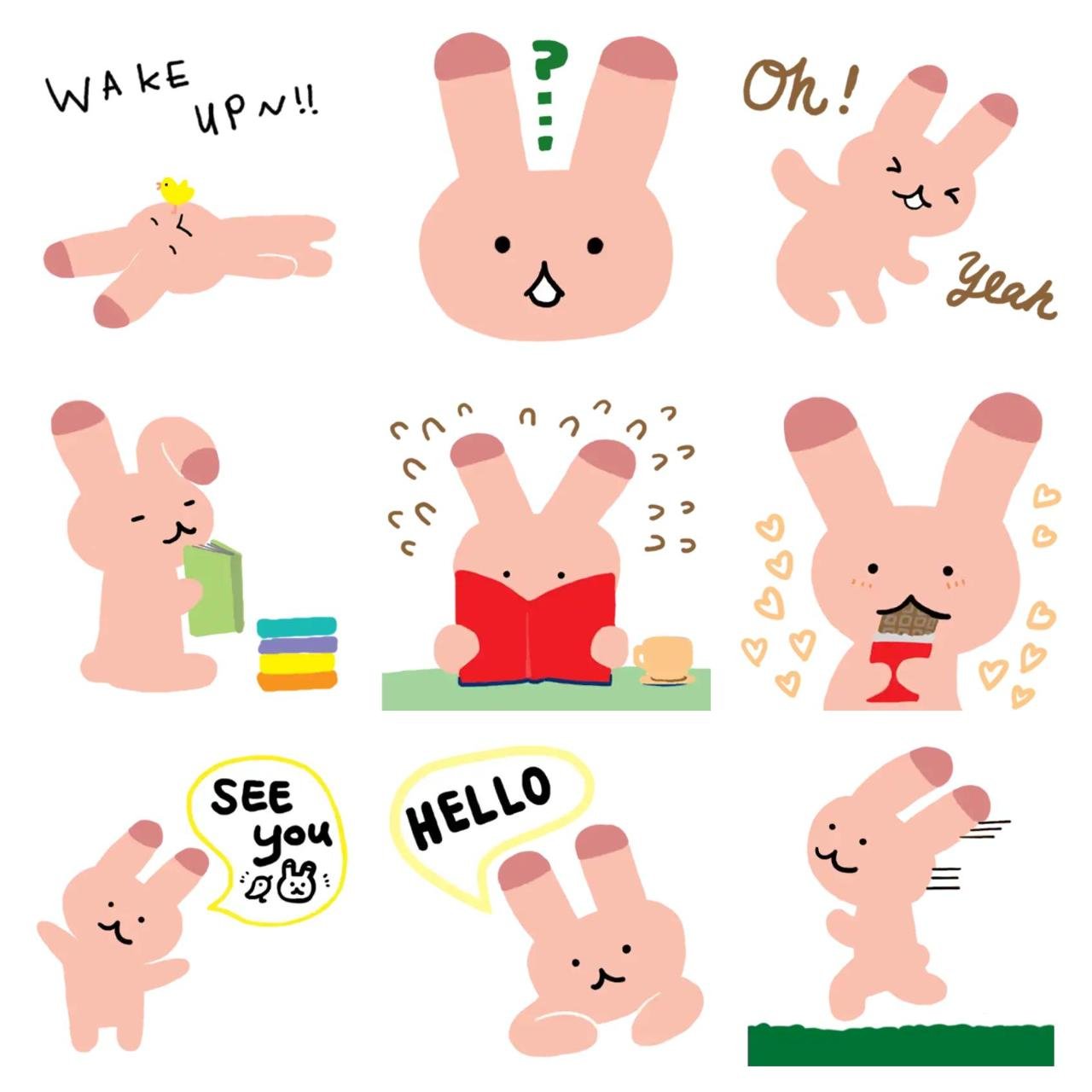 Sleepy Happy Rabbit Soo Animation/Cartoon,Animals sticker pack for Whatsapp, Telegram, Signal, and others chatting and message apps