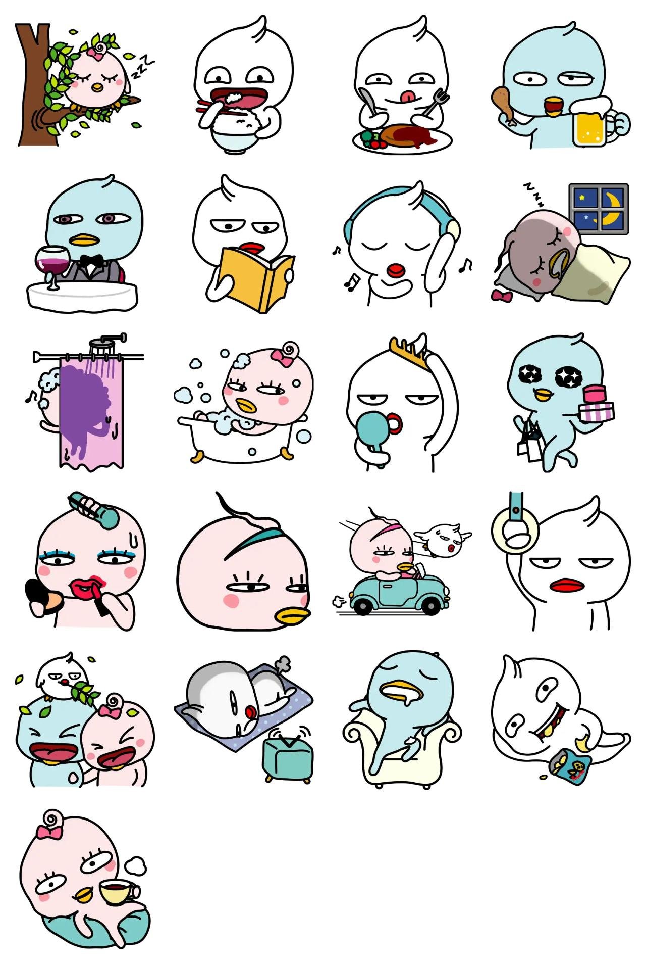 Minky, dinky, winky daily life 1 Animals,Etc. sticker pack for Whatsapp, Telegram, Signal, and others chatting and message apps