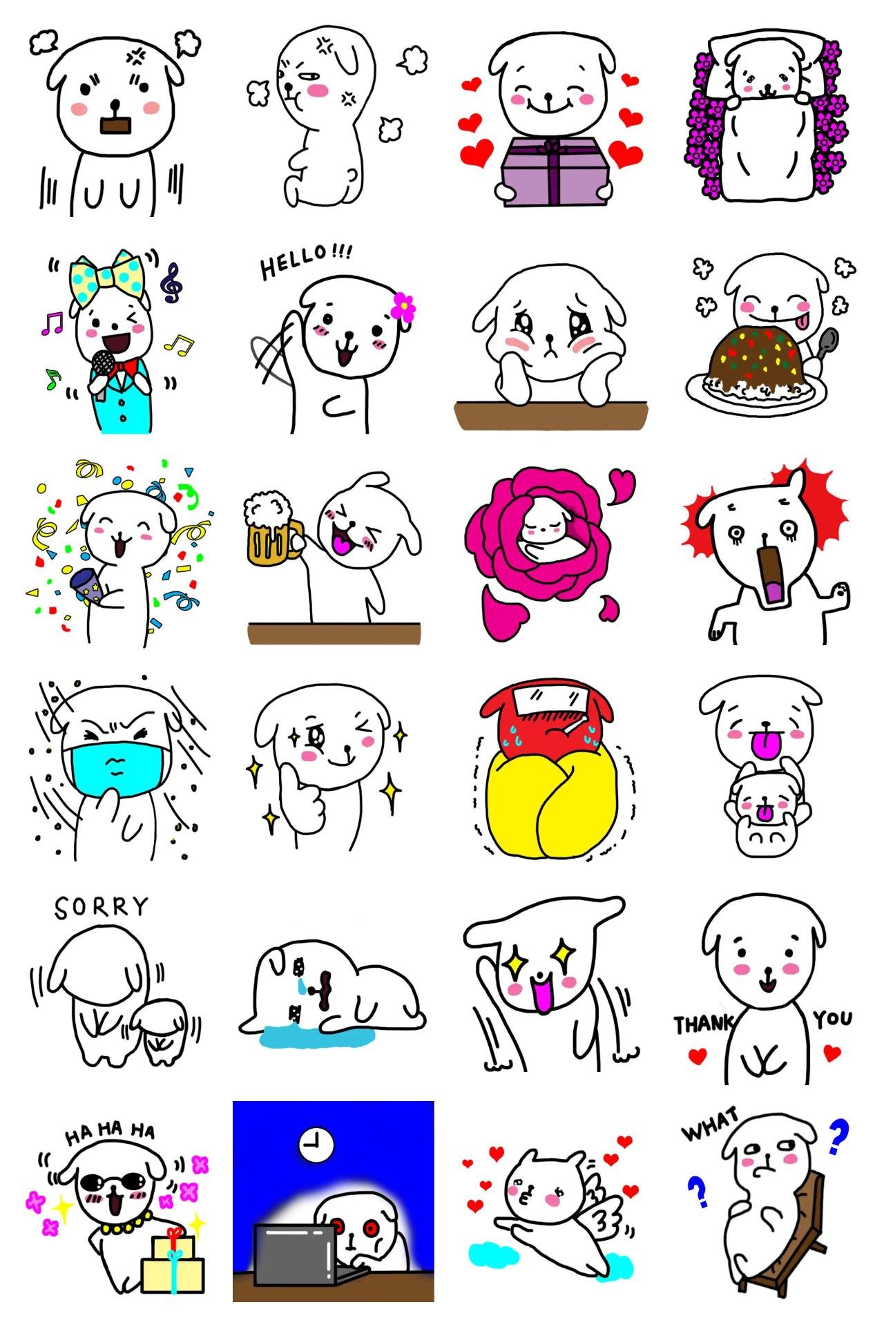 Cute puppy AALONG Animals,Gag sticker pack for Whatsapp, Telegram, Signal, and others chatting and message apps
