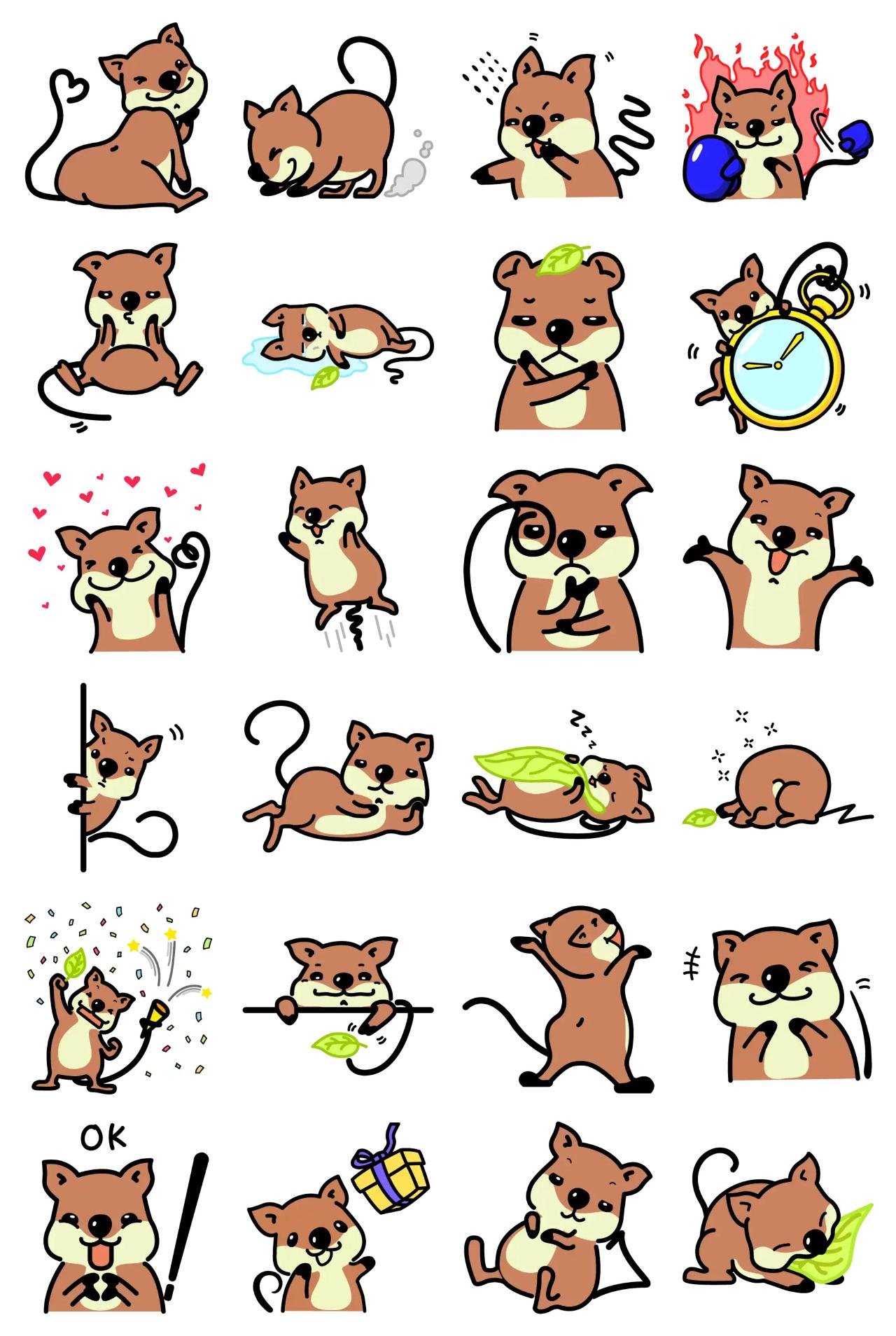 The happiest Quokka Animation/Cartoon,Animals sticker pack for Whatsapp, Telegram, Signal, and others chatting and message apps