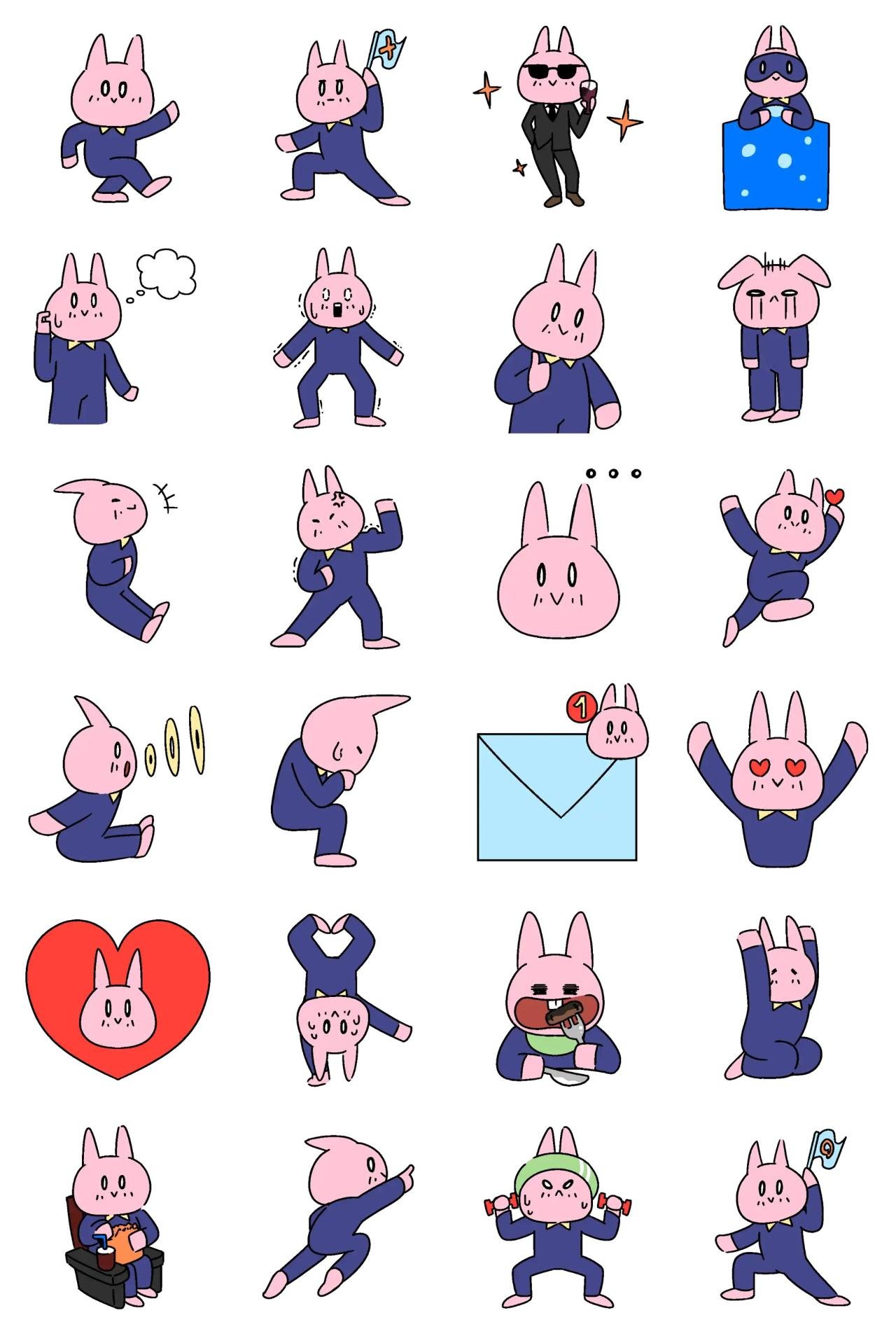 Hi I am a rabbit Animation/Cartoon,Animals sticker pack for Whatsapp, Telegram, Signal, and others chatting and message apps