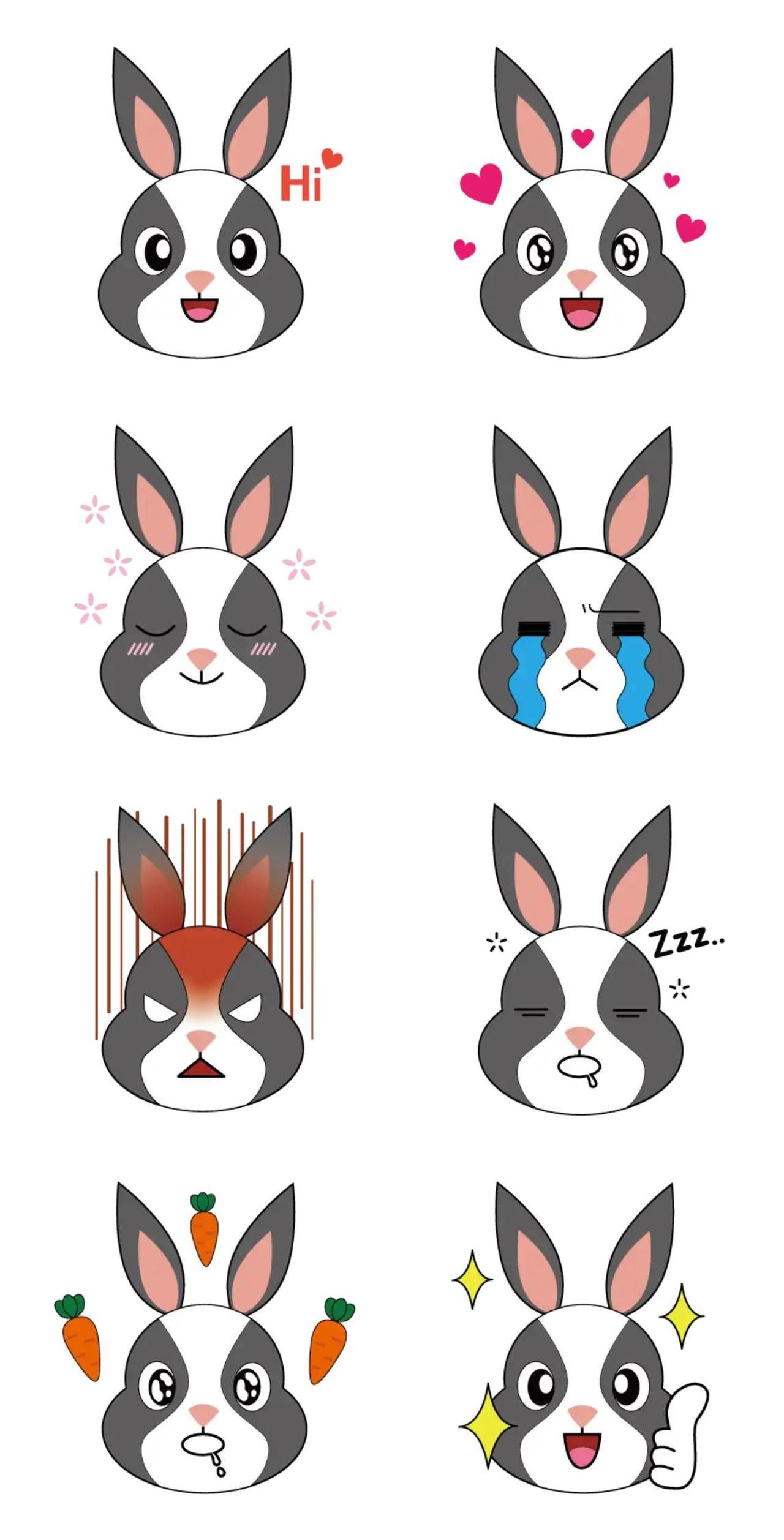 Panda Rabbit Animals sticker pack for Whatsapp, Telegram, Signal, and others chatting and message apps