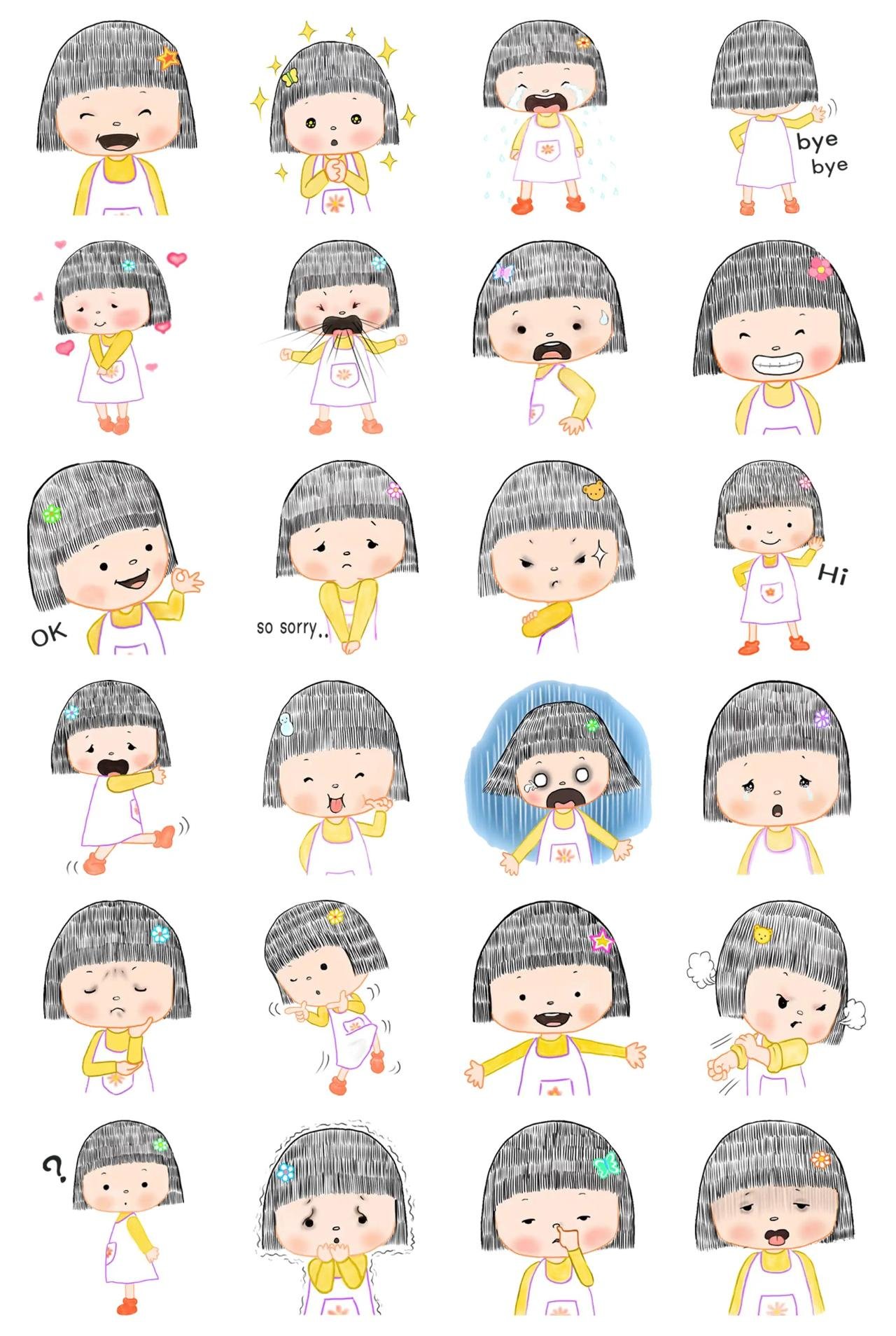 A spirited girl Bohee People sticker pack for Whatsapp, Telegram, Signal, and others chatting and message apps