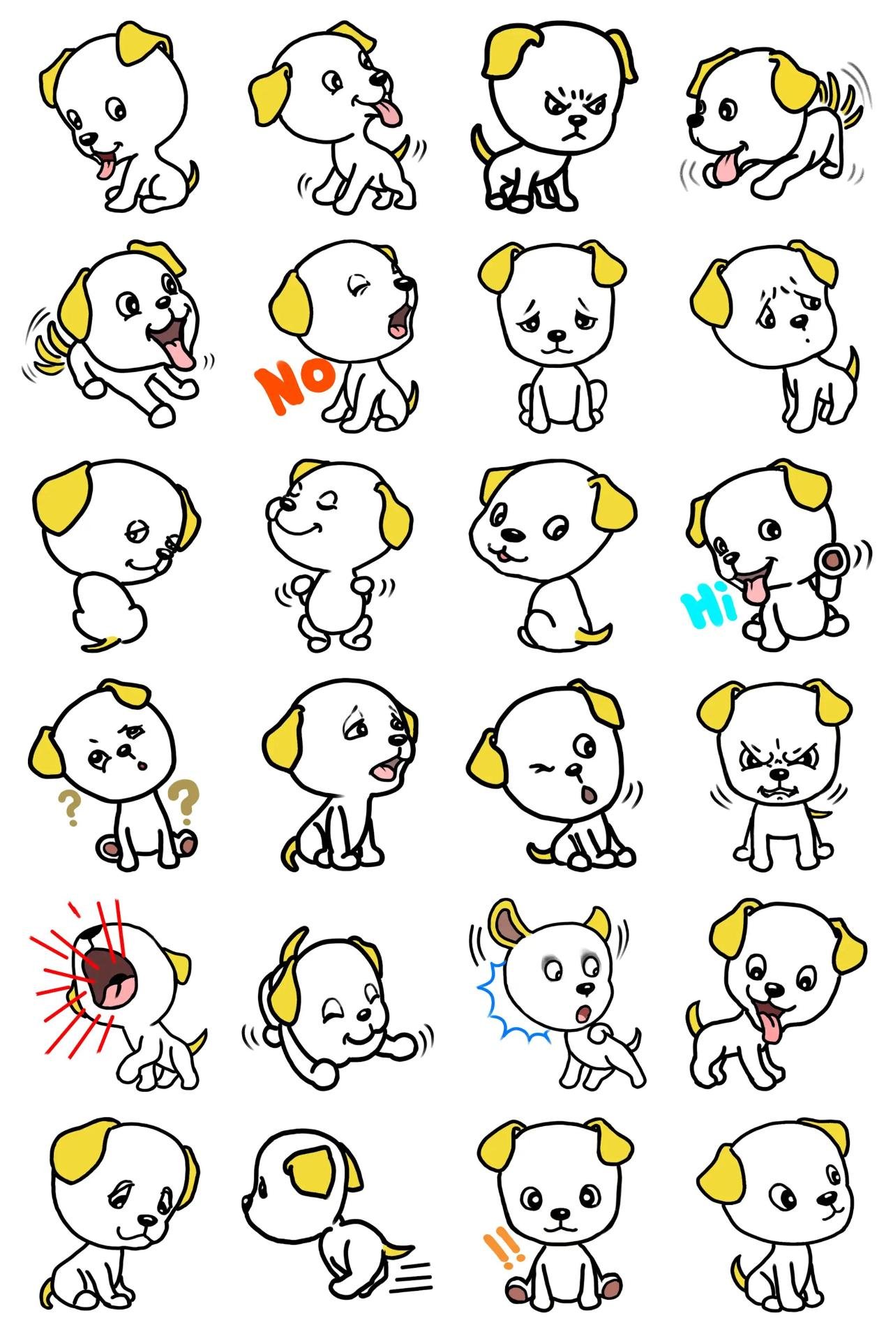 Happy puppy Pongponge Animals sticker pack for Whatsapp, Telegram, Signal, and others chatting and message apps