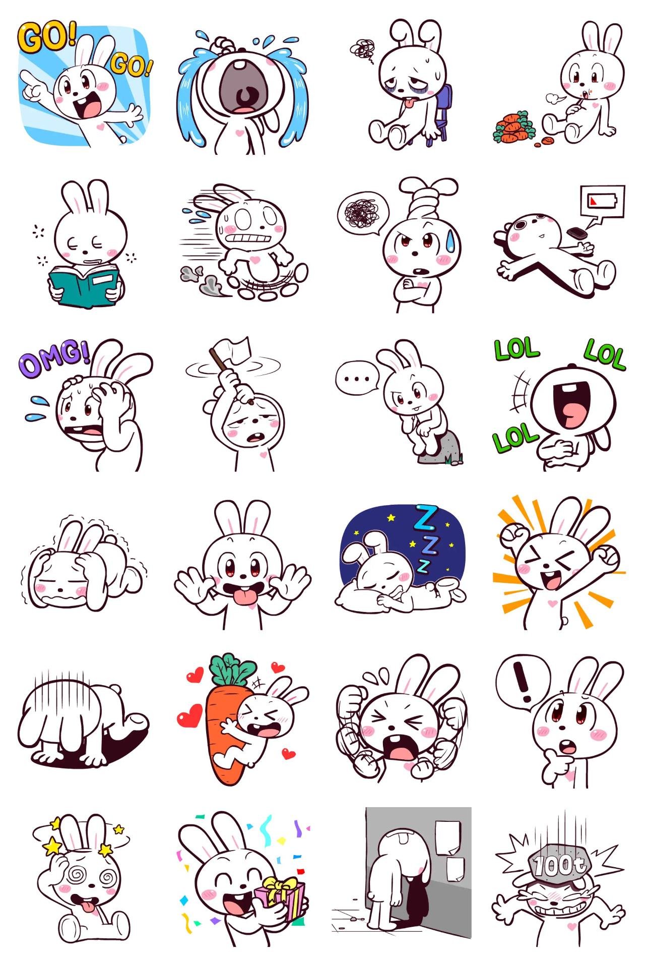 Funny Rabbit LATTE Animation/Cartoon,Animals sticker pack for Whatsapp, Telegram, Signal, and others chatting and message apps