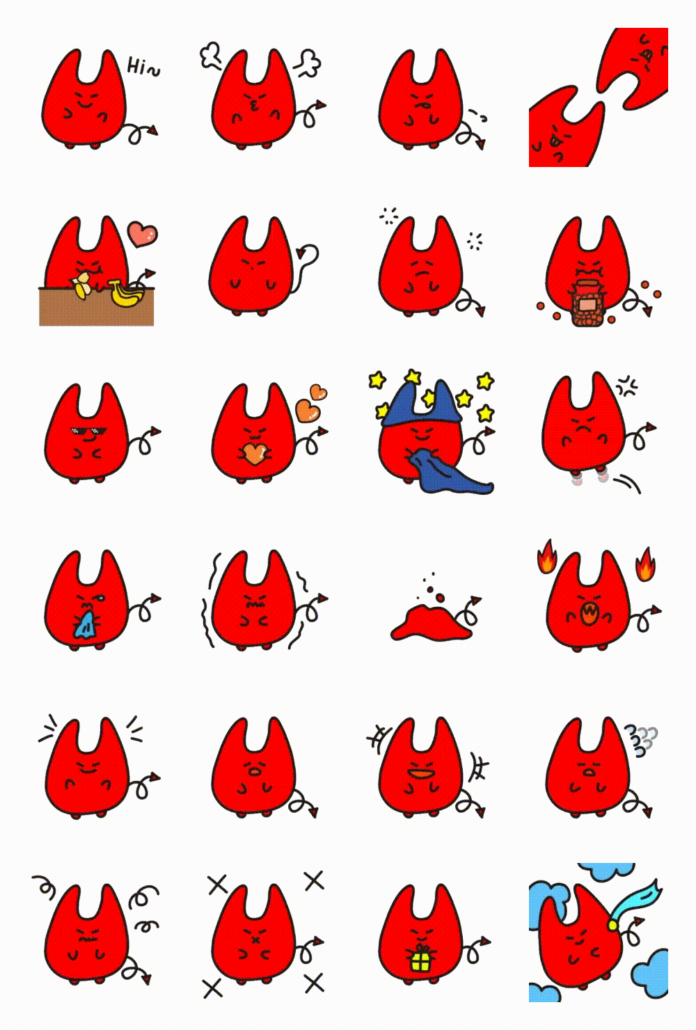 Red devil Etc. sticker pack for Whatsapp, Telegram, Signal, and others chatting and message apps