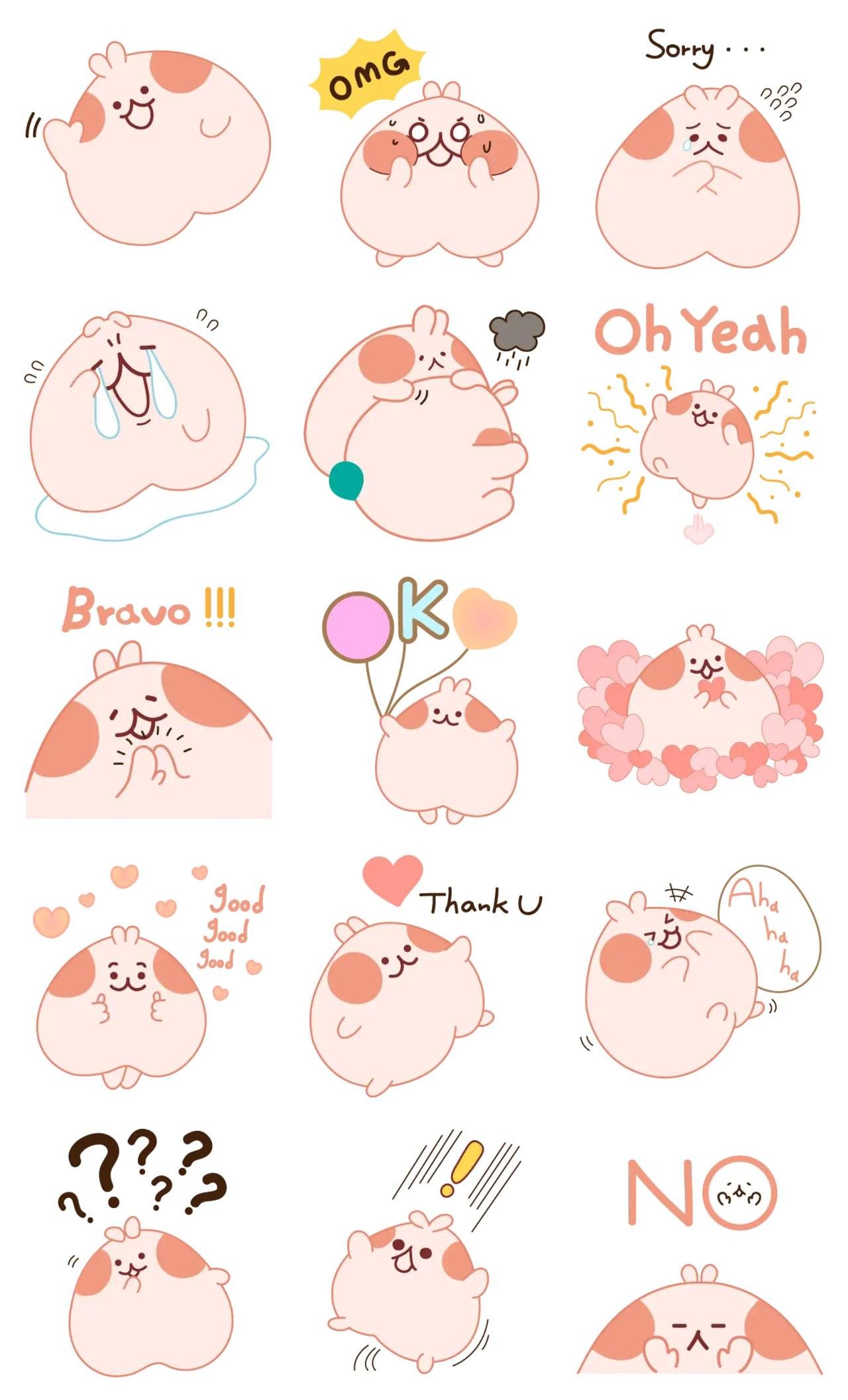 Peach Bunny MOMOZ Animation/Cartoon,Animals sticker pack for Whatsapp, Telegram, Signal, and others chatting and message apps